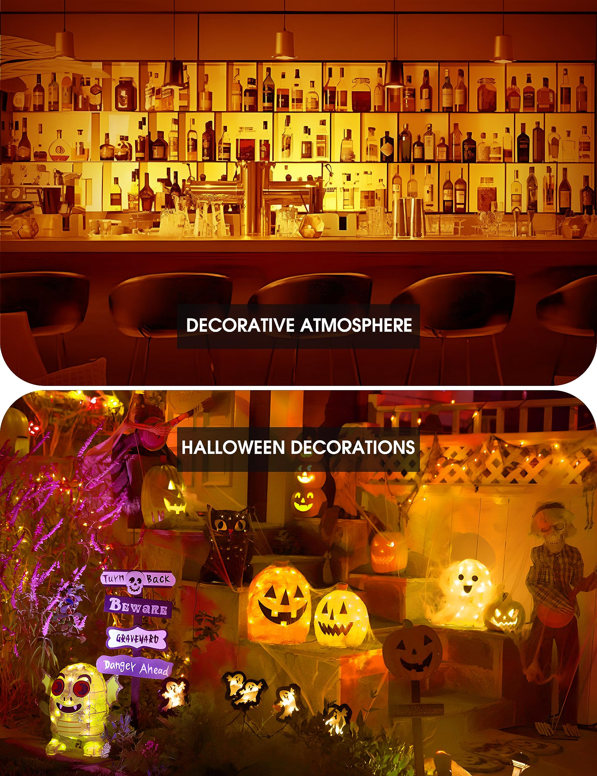 Orange Light Bulbs [ 4 Pack ] A19 Halloween Light Bulbs LED Orange Bulb Outdoor 9W (60 Watt Equivalent) - E26 Colored Light Bulb