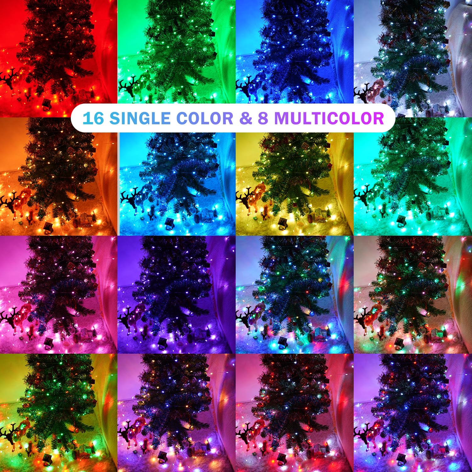 OMIKA Fairy Lights 80ft 240LED Color Changing String Lights, 24 RGB Colors, 196 Modes, Plug-in, Dimmable for Indoor/Outdoor Decor