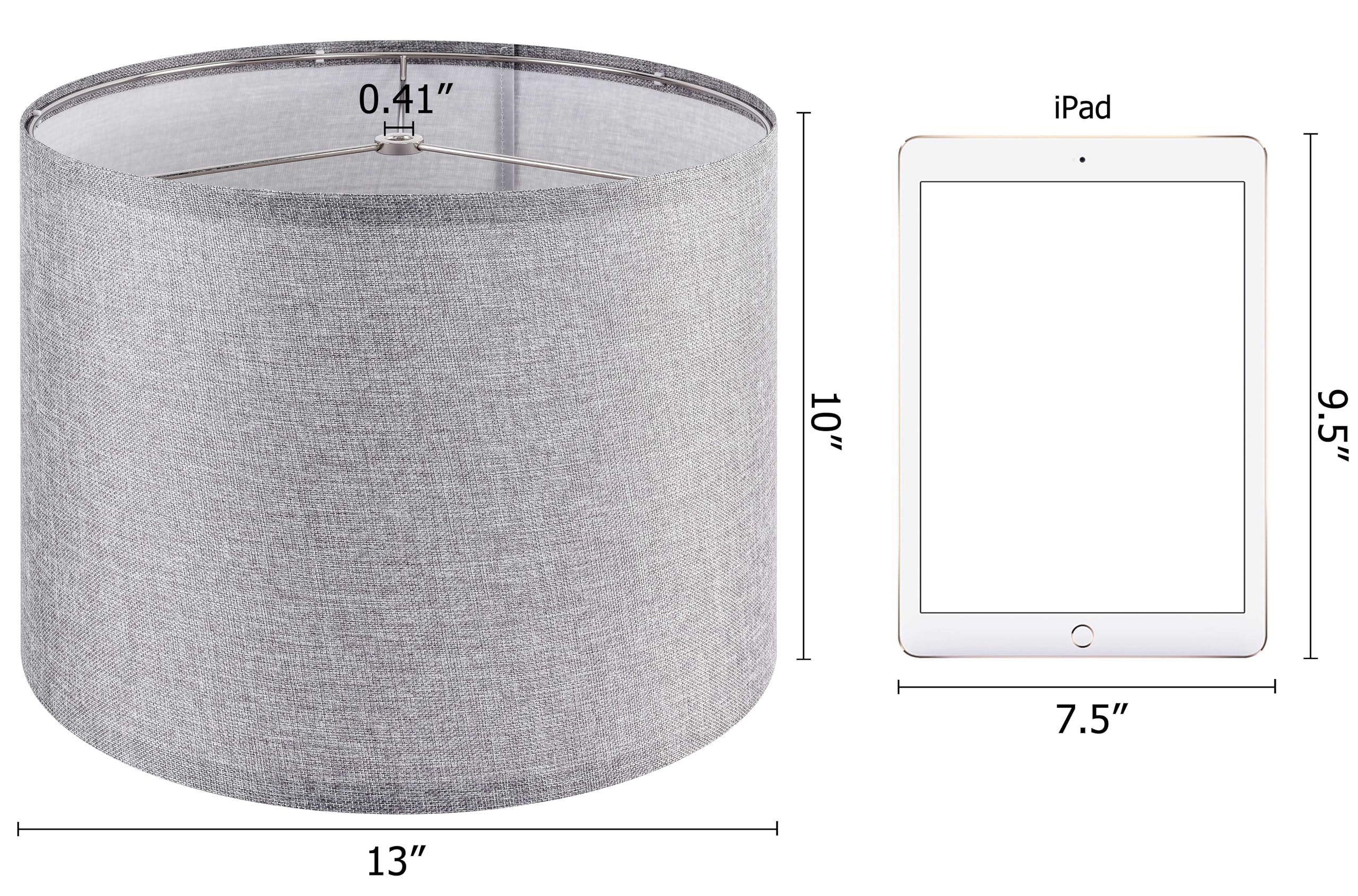Set Of 2 Gray Lamp Shade, Natural Linen Lampshades 13'' Top X 13'' Bottom X 10'' High, Easy Assembly Fabric Lampshades For Table