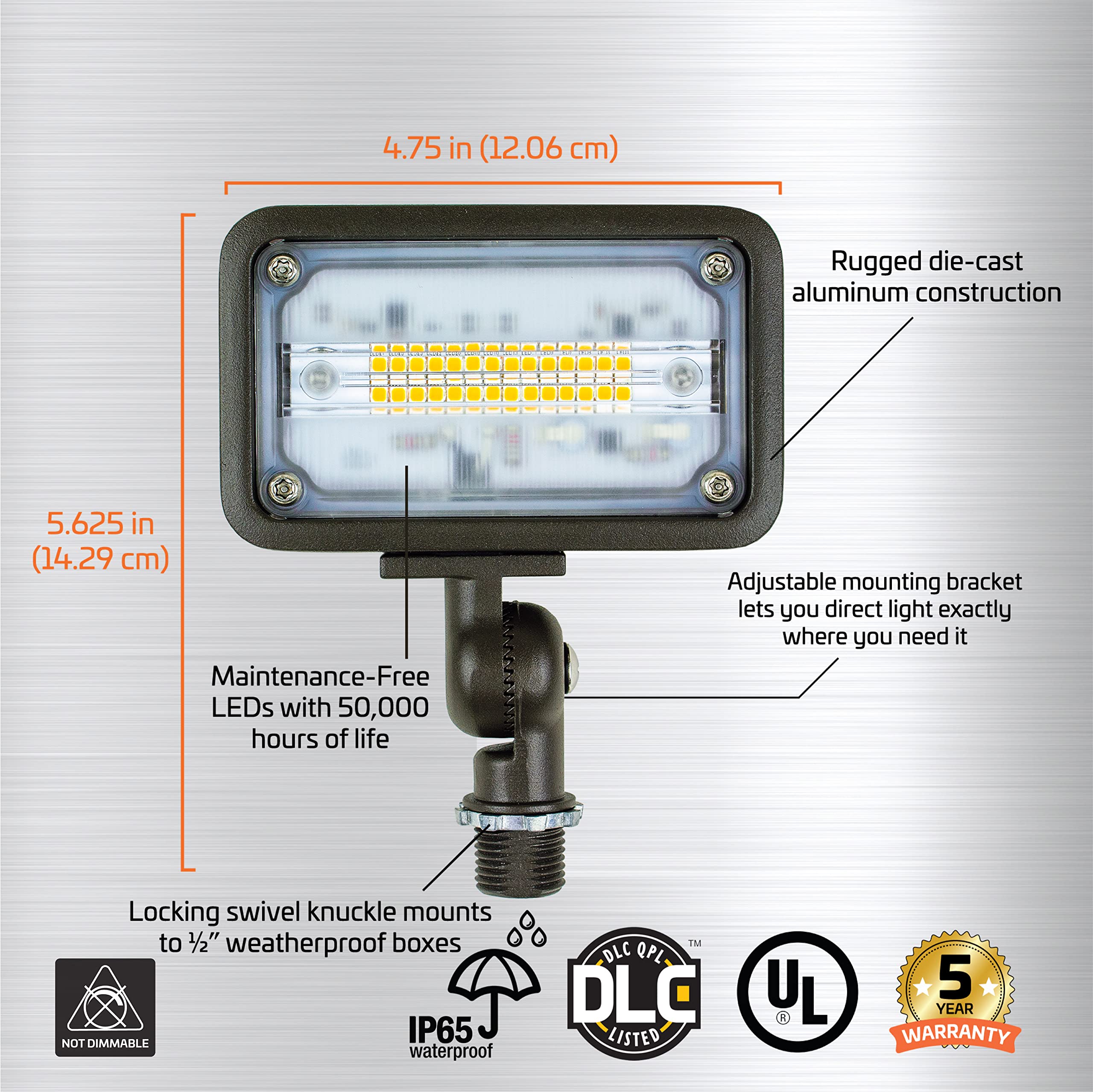 Newhouse Lighting WW15BRZ 16W LED Outdoor Wall Wash Flood Light, 1500 Lumens, 3000K Warm White, Bronze, Weatherproof, 1-Pack