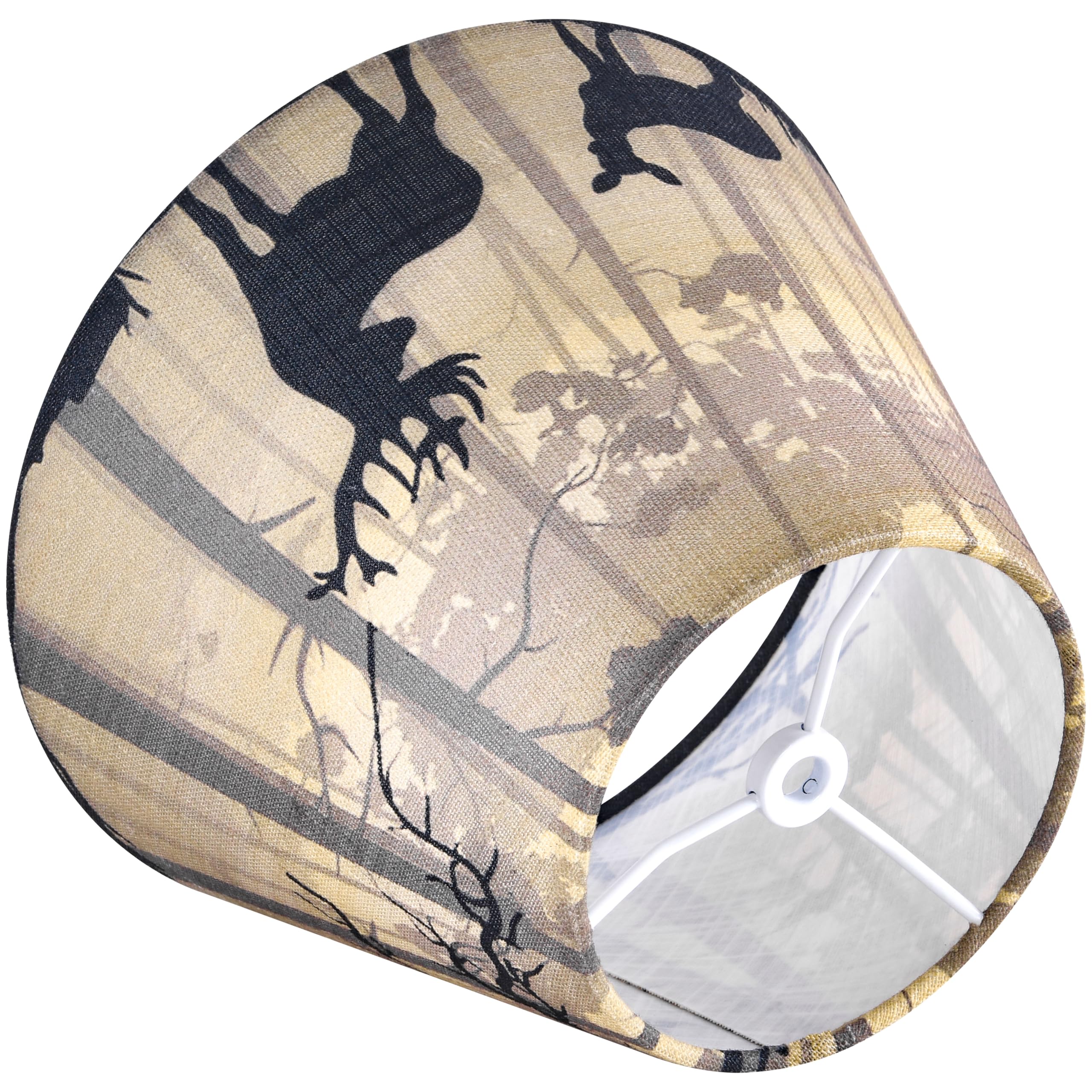 GO&SO 9" Multi-Yellow Deer Lampshade, 5"x9"x6.4", Polyester, Vintage Bell Shade for Table & Wall Lamps, 1 Pack