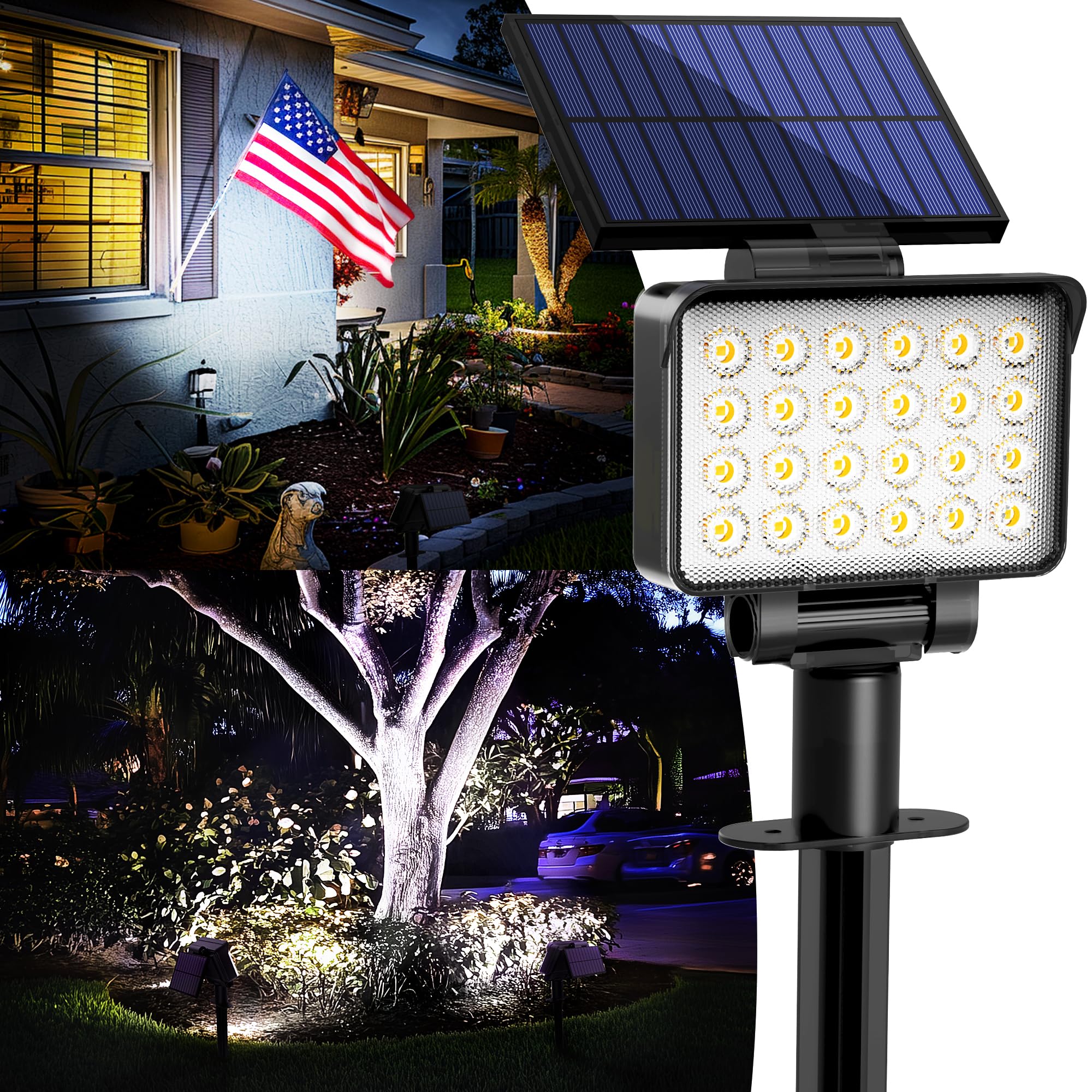 AUDERWIN Solar Spot Lights - Waterproof Landscape Uplighting for Garden, Yard, Christmas - 6 Pack, Cool White, Model 9155