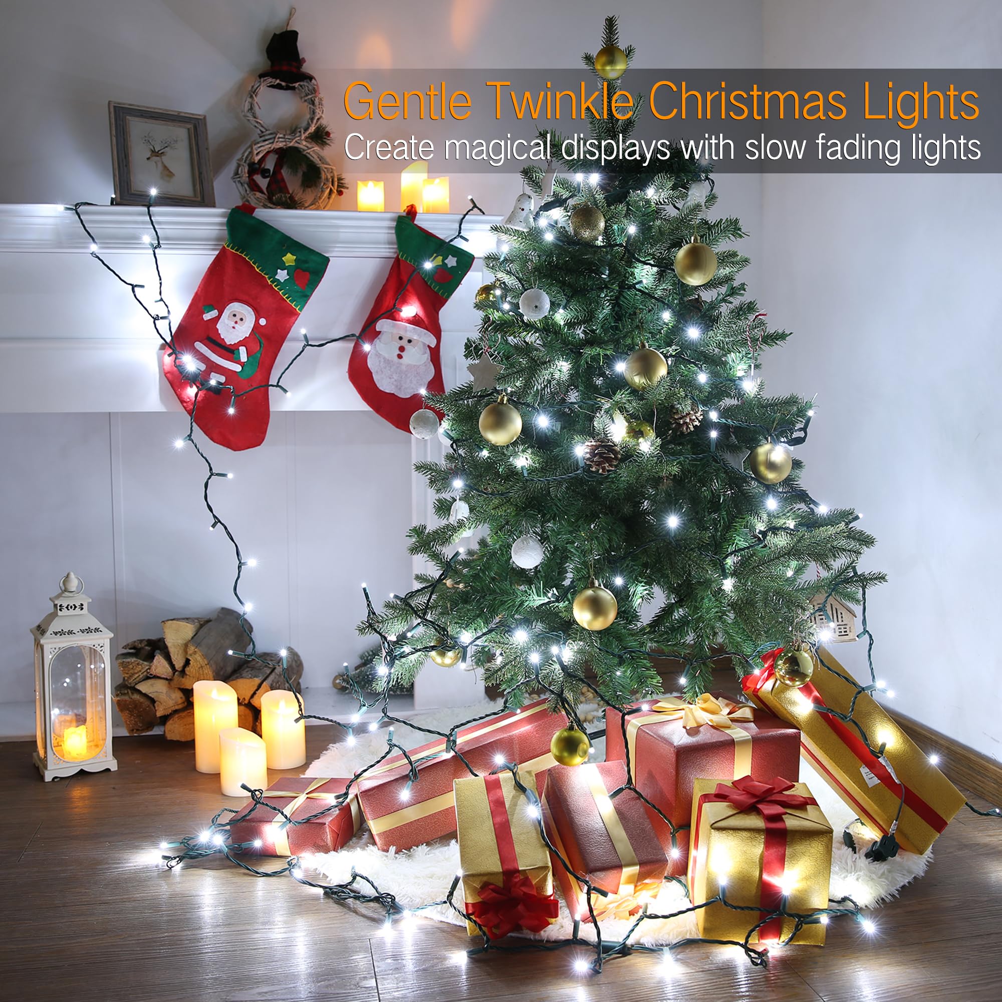 Brizled White Christmas Lights, 33Ft 100 Led 5Mm Wide Angle Gentle Twinkle Christmas String Lights, 120V Ul Certified Connectable Christmas Tree Lights Outdoor Xmas Light For Christmas Tree Party Home