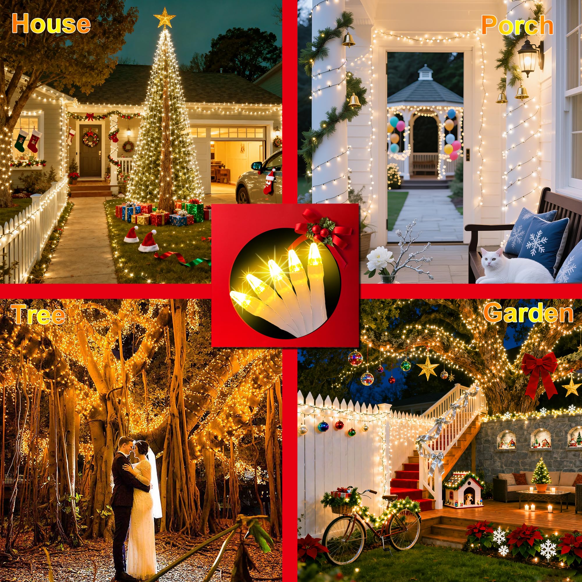 750Led Christmas Lights Outdoor Use  240Ft 12 Modes Warm White Led String Lights With Timer Dimmable  Waterproof Christmas Tree Lights For Xmas Patio Yard Fence Balcony Garden Decor Warm White