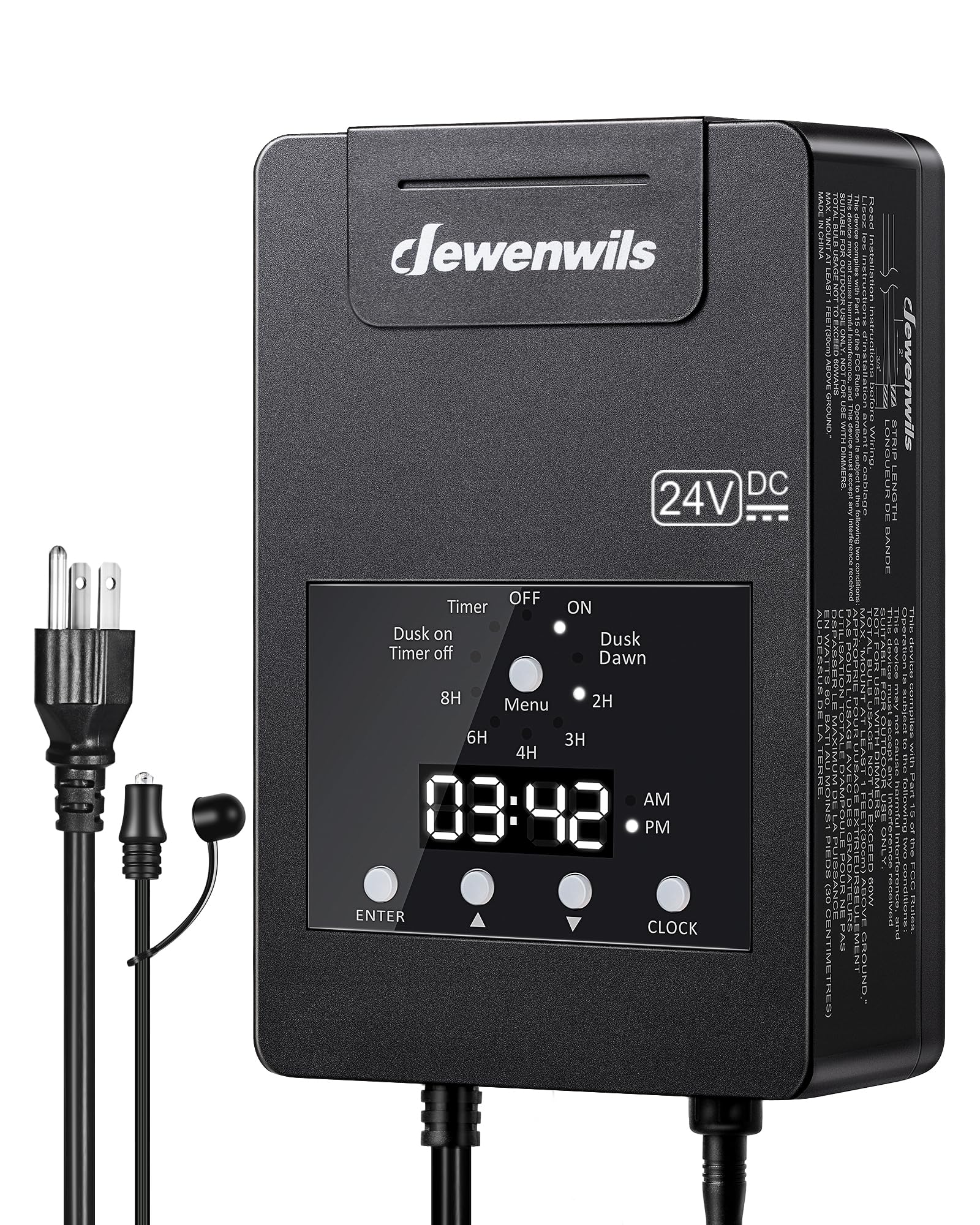 DEWENWILS 120W Low Voltage Landscape Transformer with Timer & Photocell Sensor, 120V AC to 24V DC Low Voltage Transformer, Weath