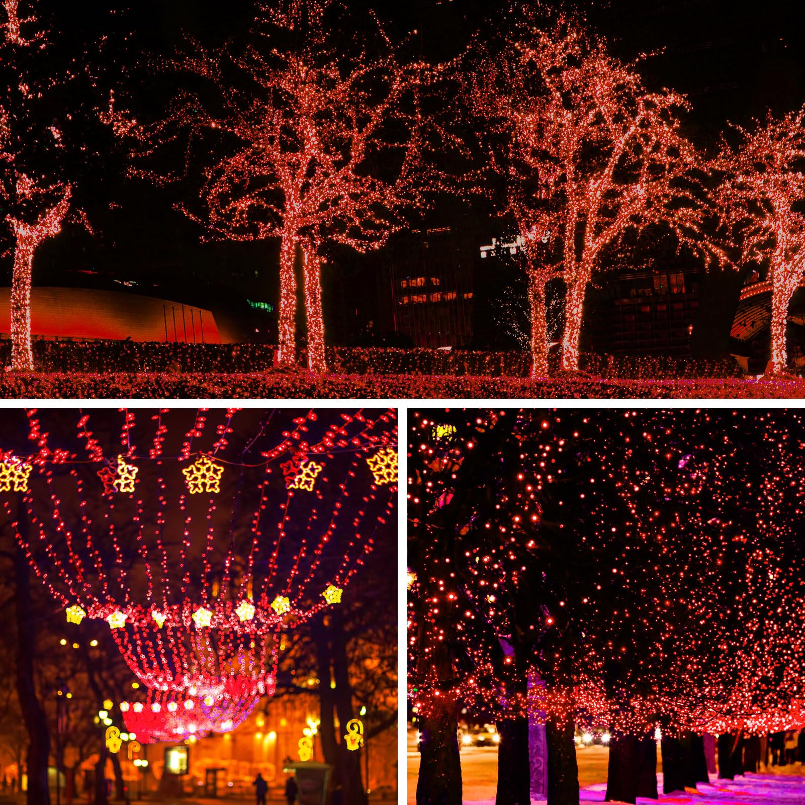 Daylightir Solar Powered String Lights, 200 Led 66Ft Red Fairy Lights For Outdoor Decor