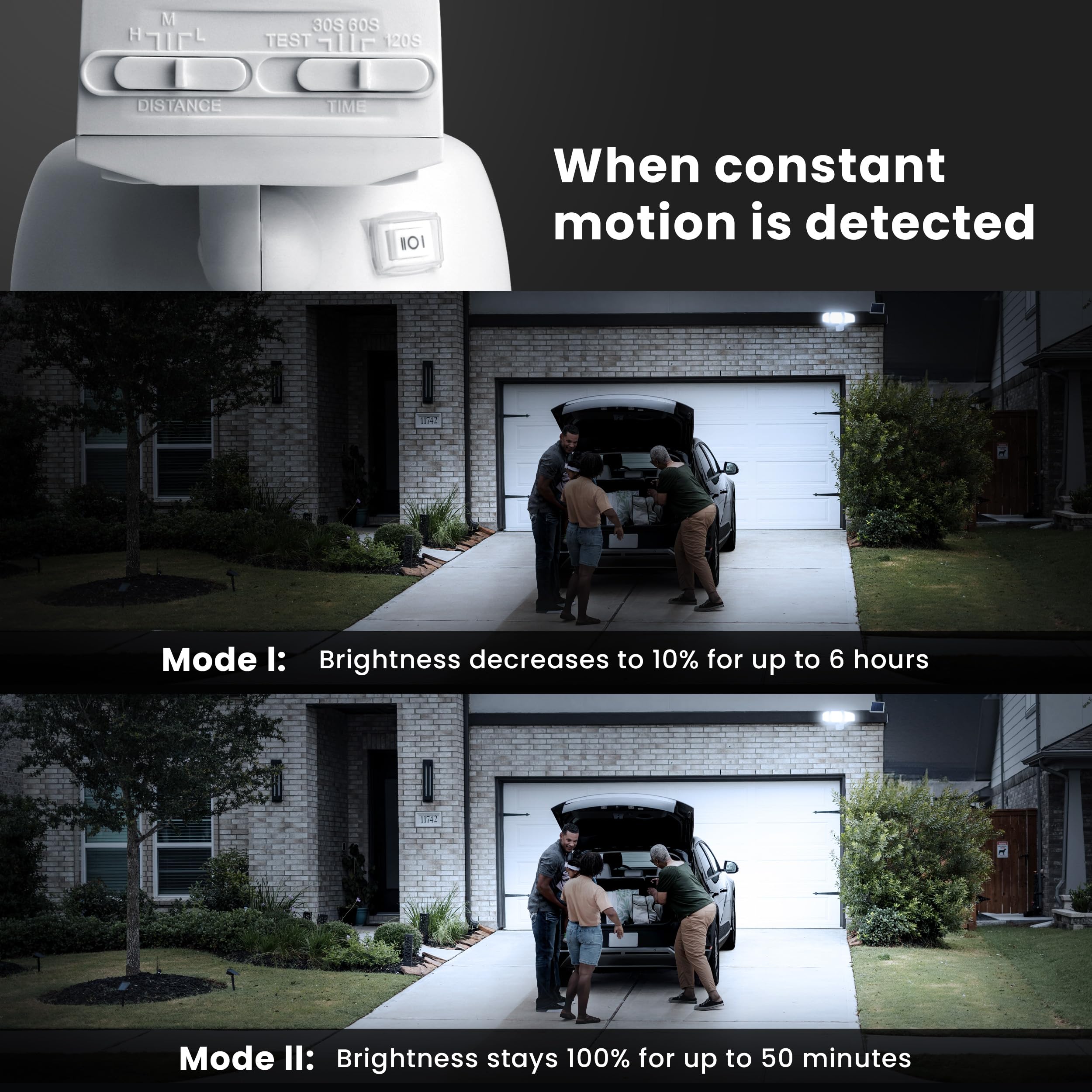 Feit Electric Outdoor LED Triple Head Solar Security Flood Lights, 3000 Lumens, Dusk-to-Dawn, 5000K Daylight, White, 1 Pack, Model S13T