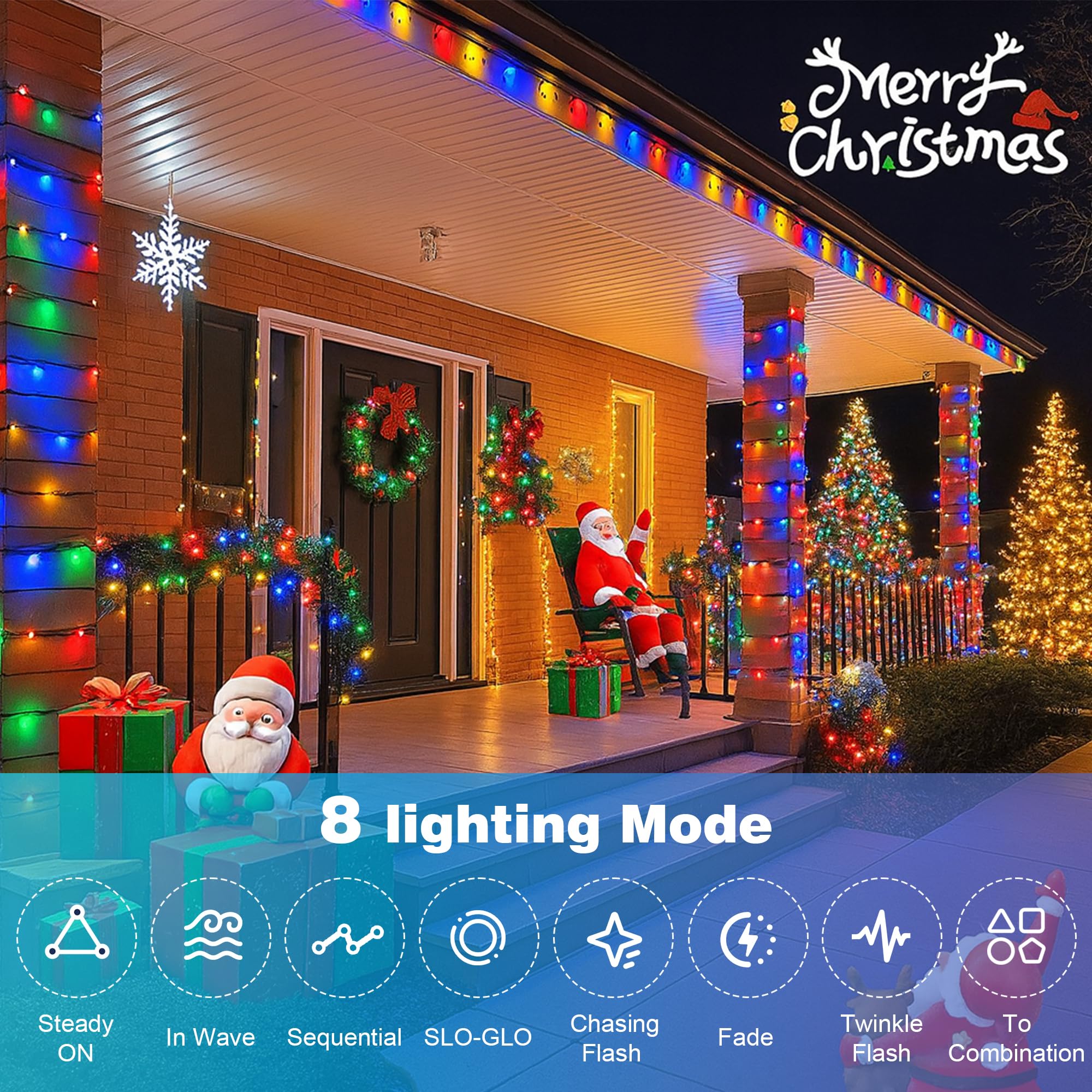 Domolli Christmas Lights 500Led 164 Ft  Waterproof Christmas Tree Lights With 8 Modes  Remote Control 3 Timers & Memory Function Xmas Decorations For House And Holiday (Multicolor)