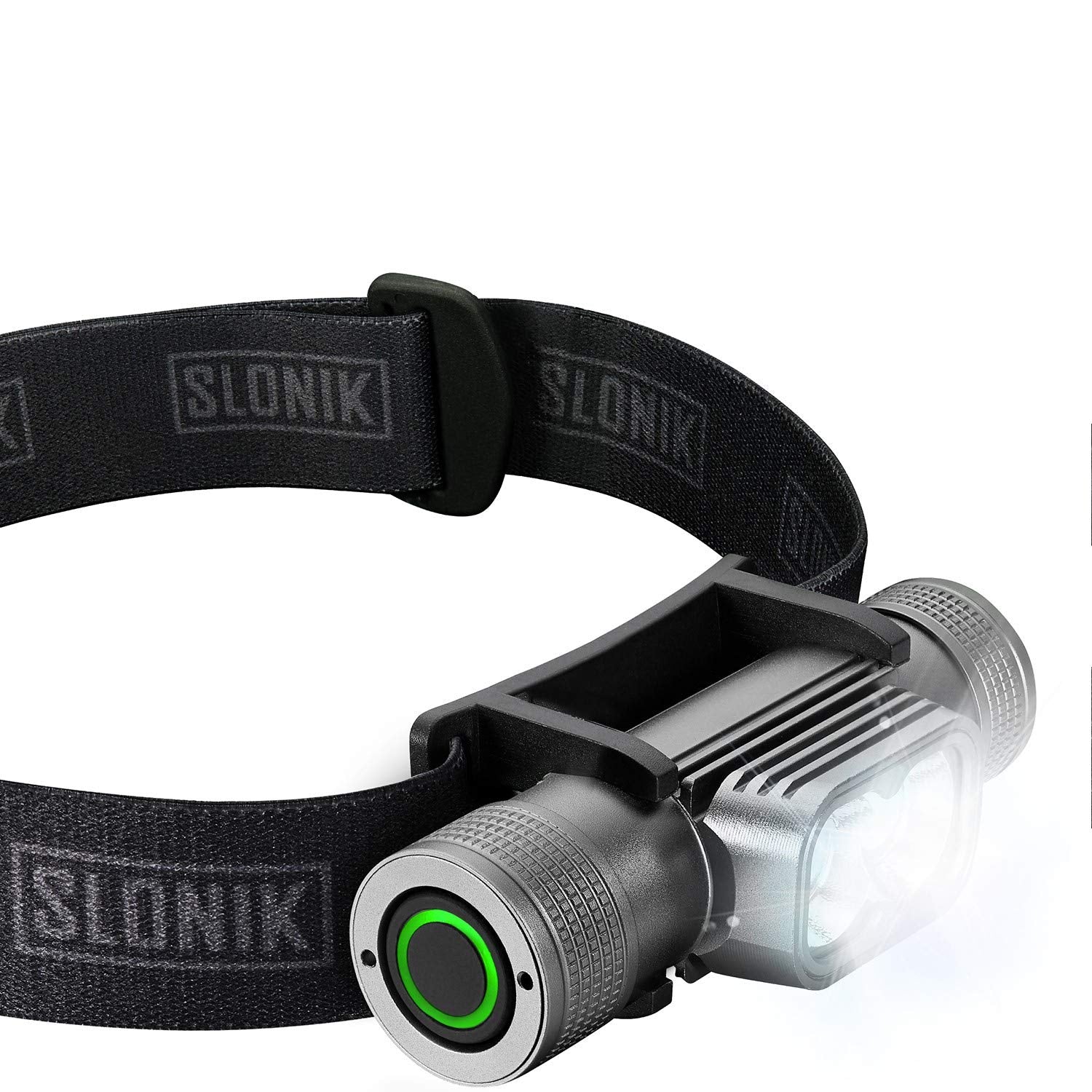 SLONIK Rechargeable Headlamp - 1000 Lumens LED Flashlight, IPX8 Waterproof, Black, Model SLK-HD-10W-G2-BL, Lightweight for Camping & Running