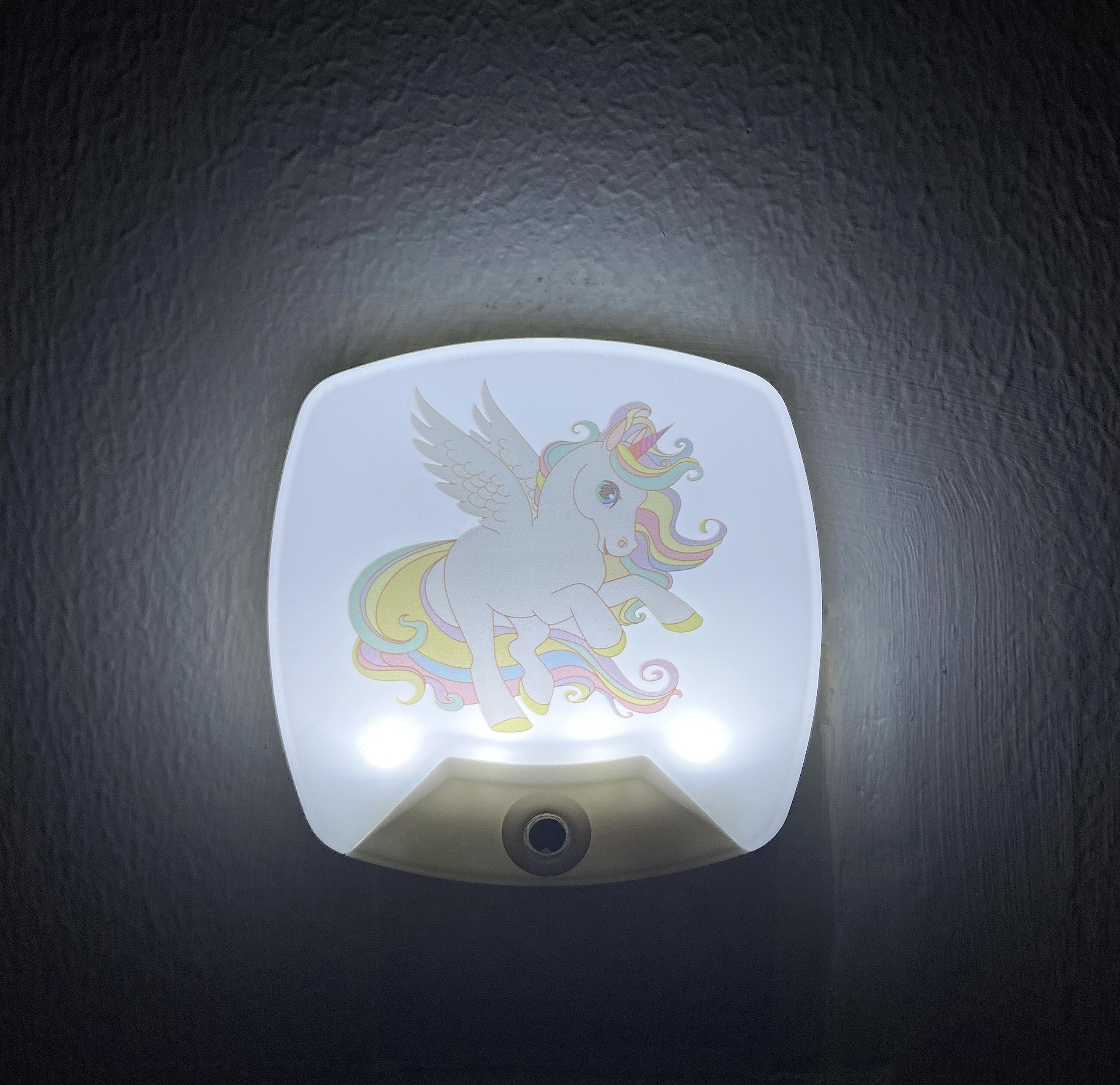 2 Pack - Cartoon Unicorn LED Plug-in Night Light for Kids - Wall Lamp Take Good Care Children Sleep Light Sensor Auto Controlled