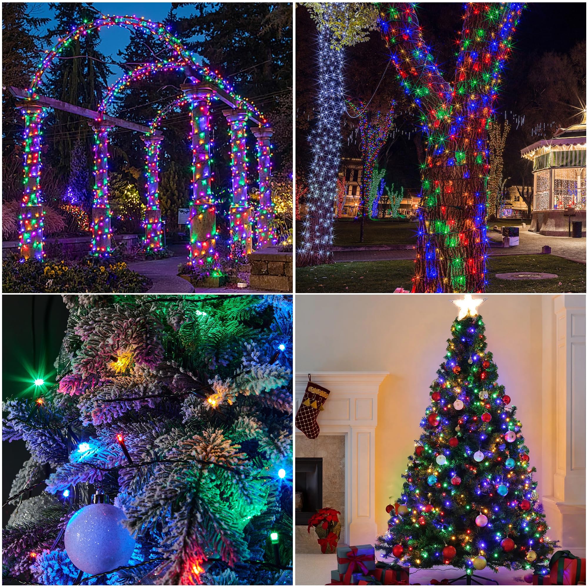 Weillsnow 328 FT 1000 LED Christmas String Lights, Multicolor, Remote & Timer, Waterproof, 8 Modes, Model HB-1000COI