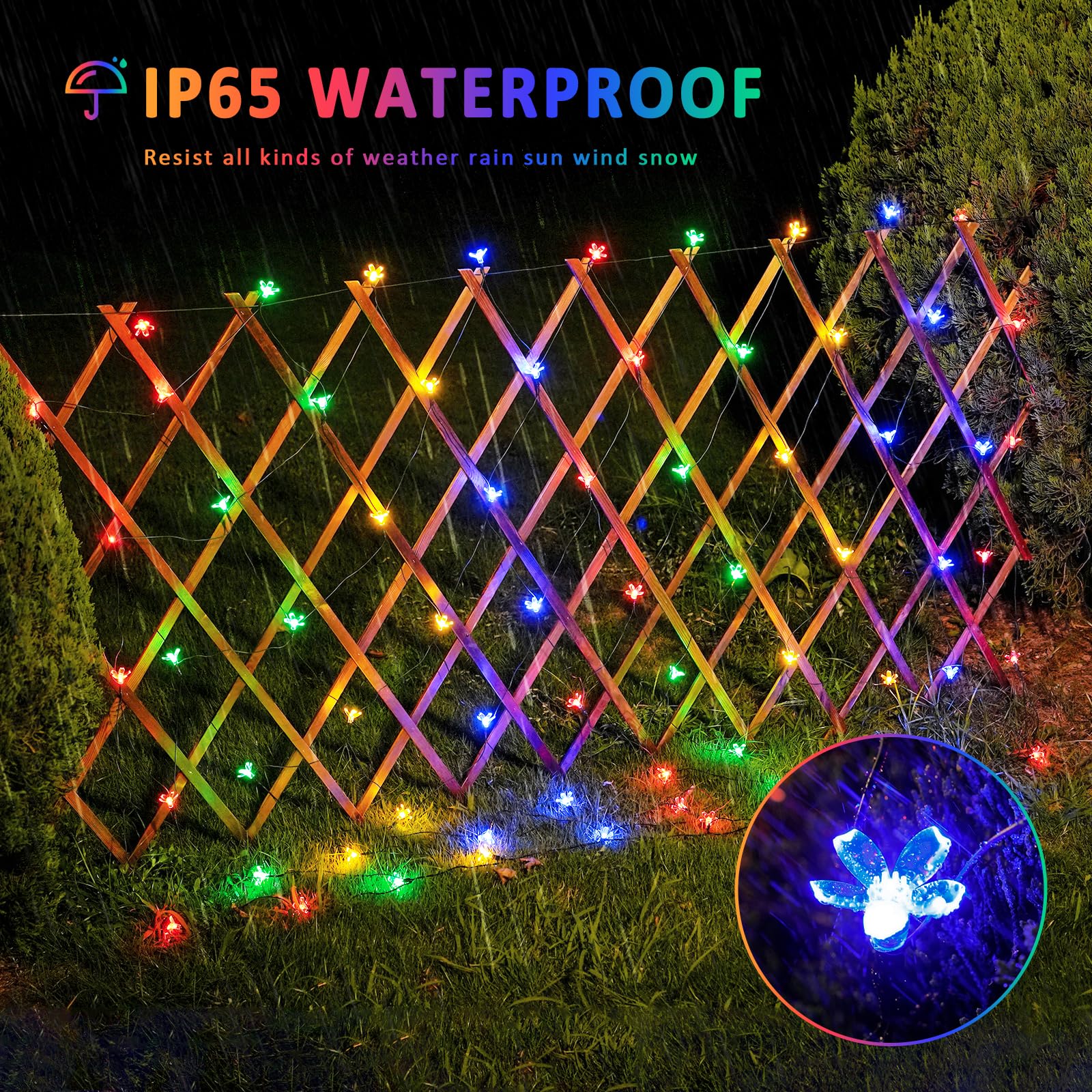 Jmexsuss Solar Net Lights - 5 X 5Ft Outdoor Waterproof Mesh Lights With 8 Modes, Multicolor