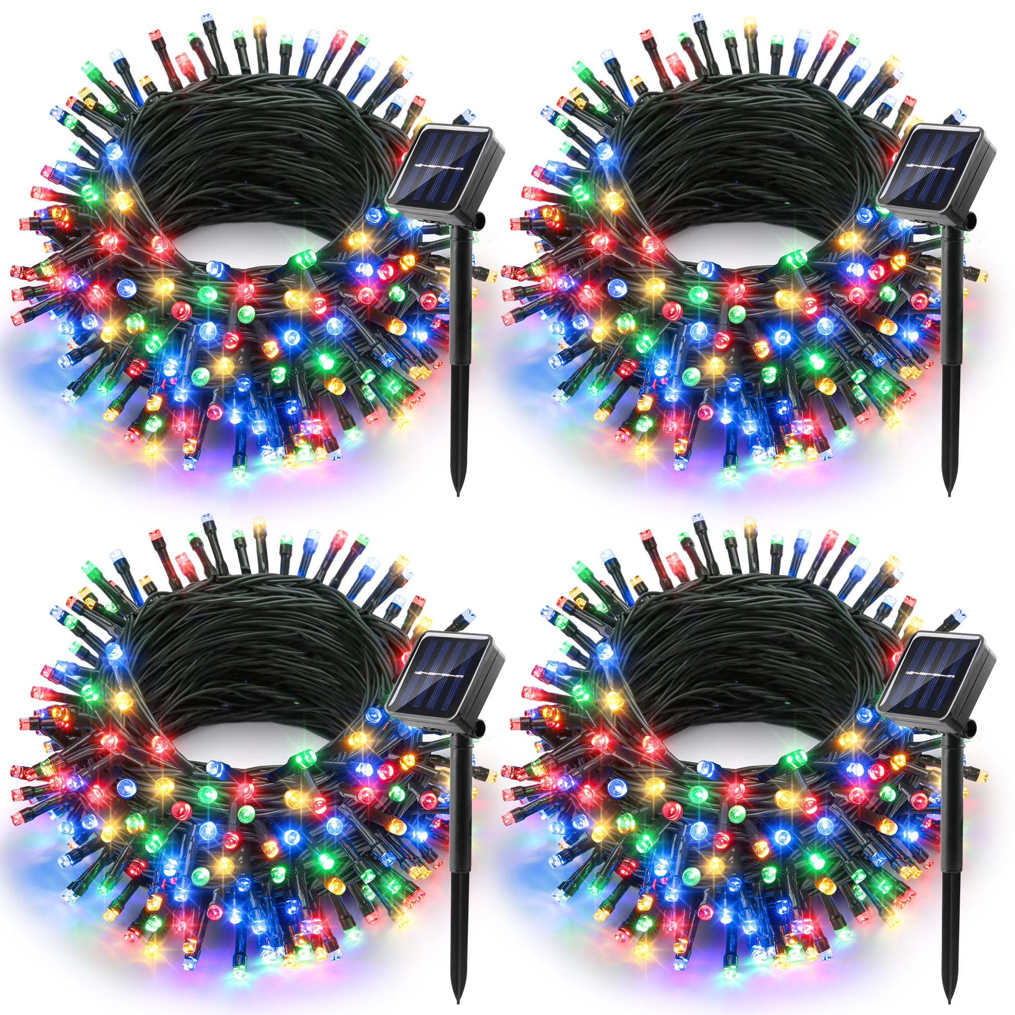 Joomer Solar Christmas Lights Outdoor 4 Pack Total 156FT 400LED 8 Lighting Modes Solar String Lights Waterproof Fairy Tree Lights for Garden Yard Patio Christmas Decoration (Multicolor)