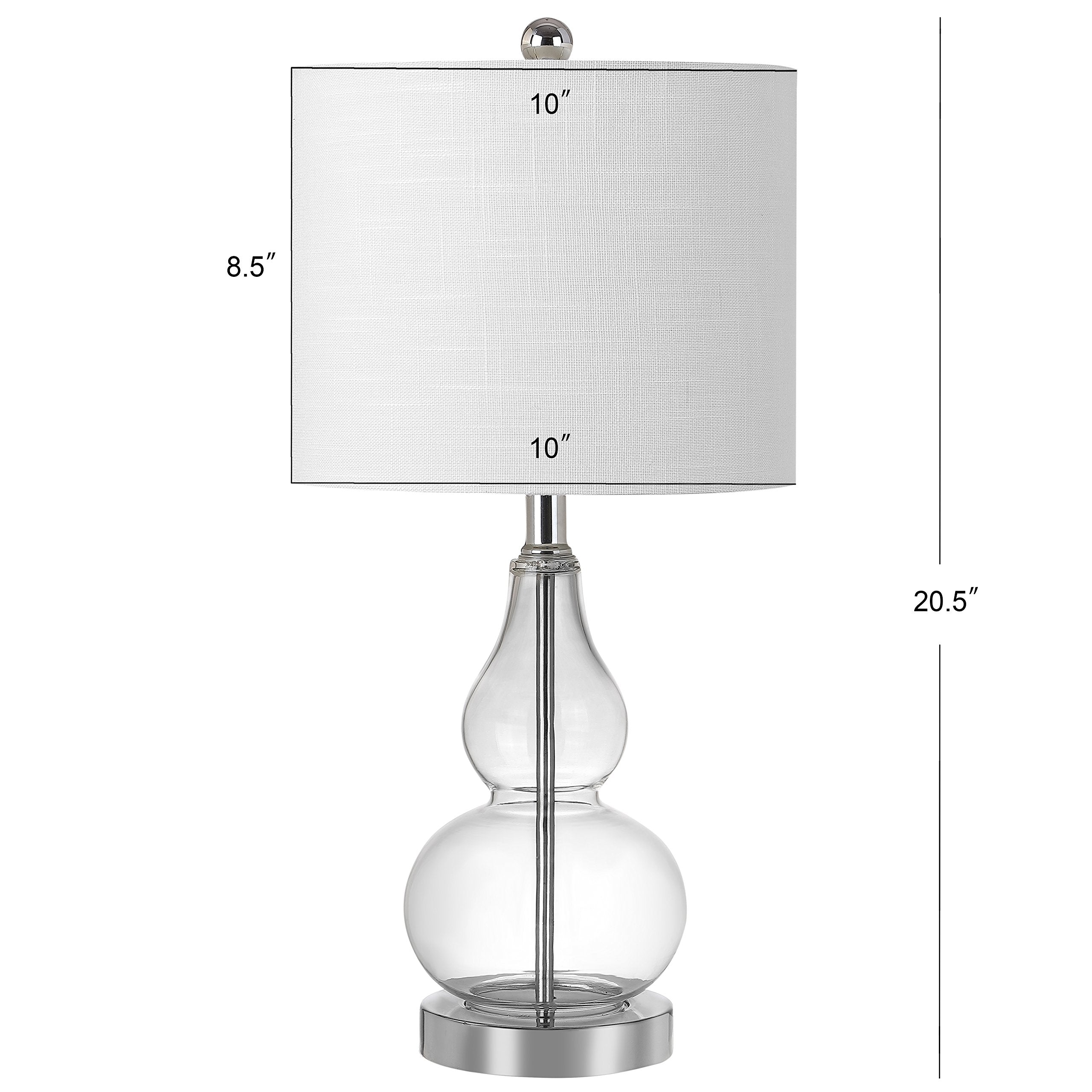 JONATHAN Y Mini Glass LED Table Lamp, 20.5in, Clear, Model JYL1028E, Transitional, Modern Design for Living Room, Bedroom, Office