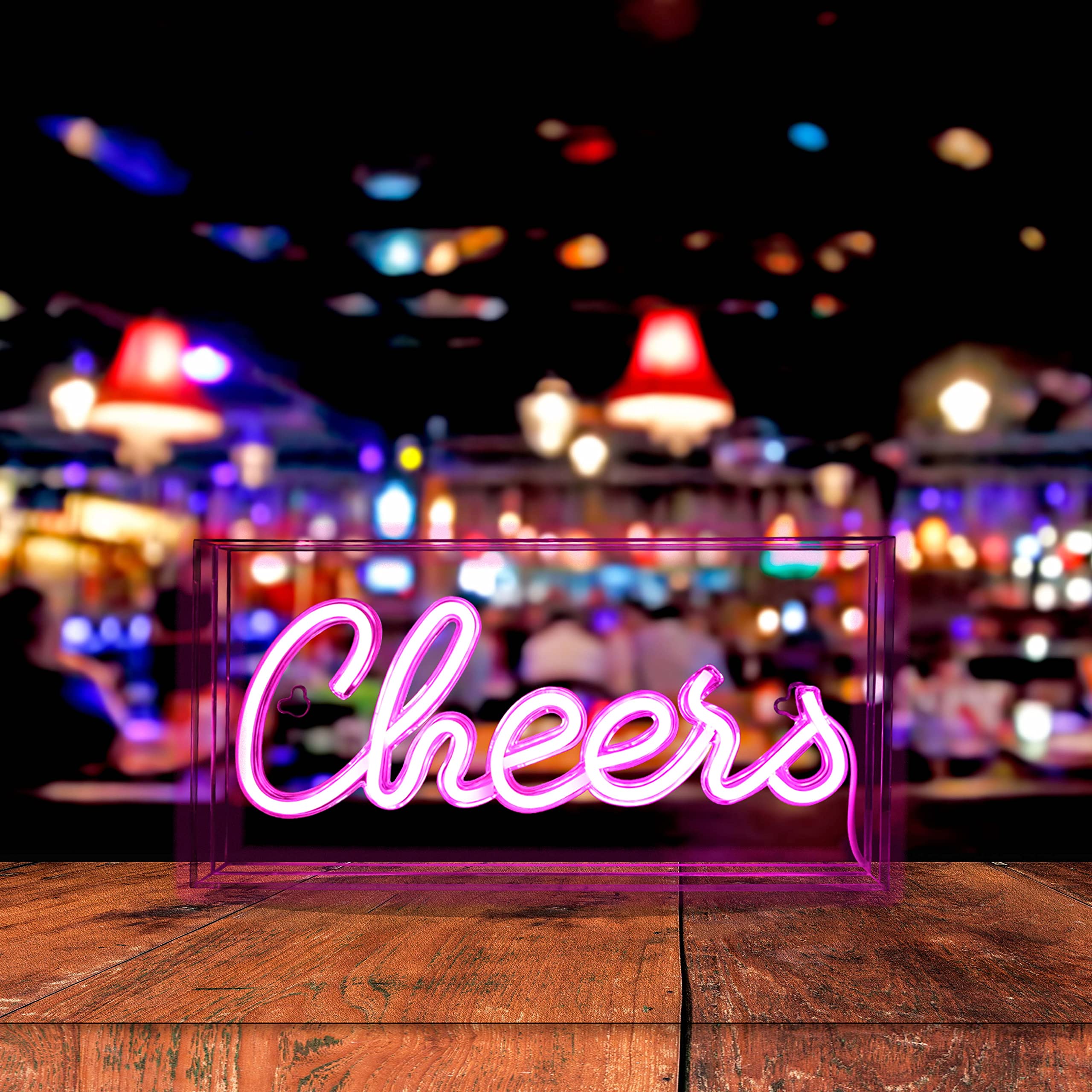 Heliwey Pink Cheers Neon Sign Light - Usb Led Wall Décor For Parties & Events