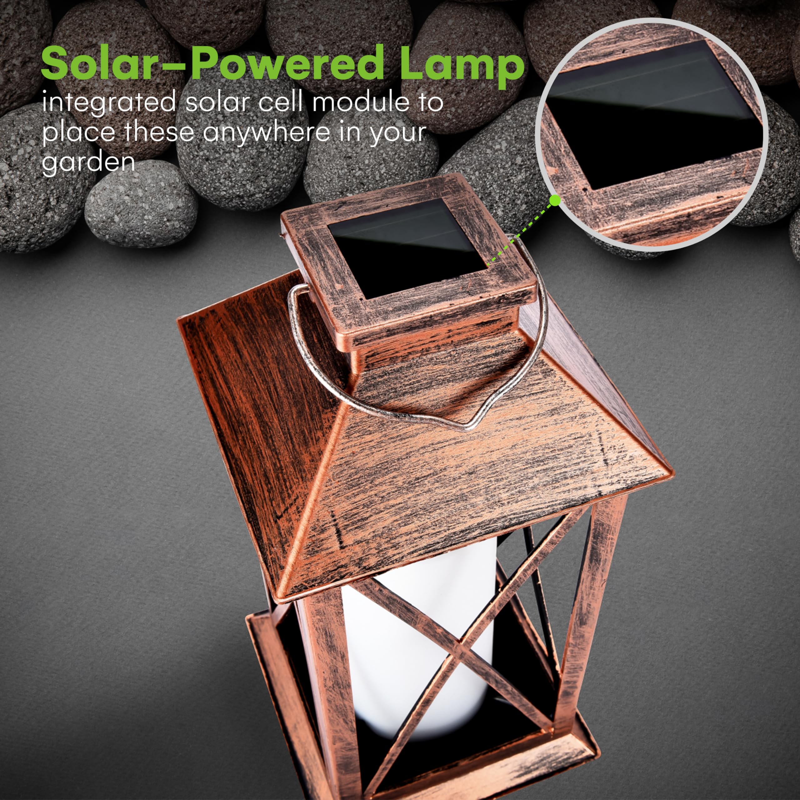 Steadydoggie - Solar Lantern Waterproof - Decorative X Pattern Hanging Patio Lights Or Table Lamp - Illuminated No Cords Jar Lan