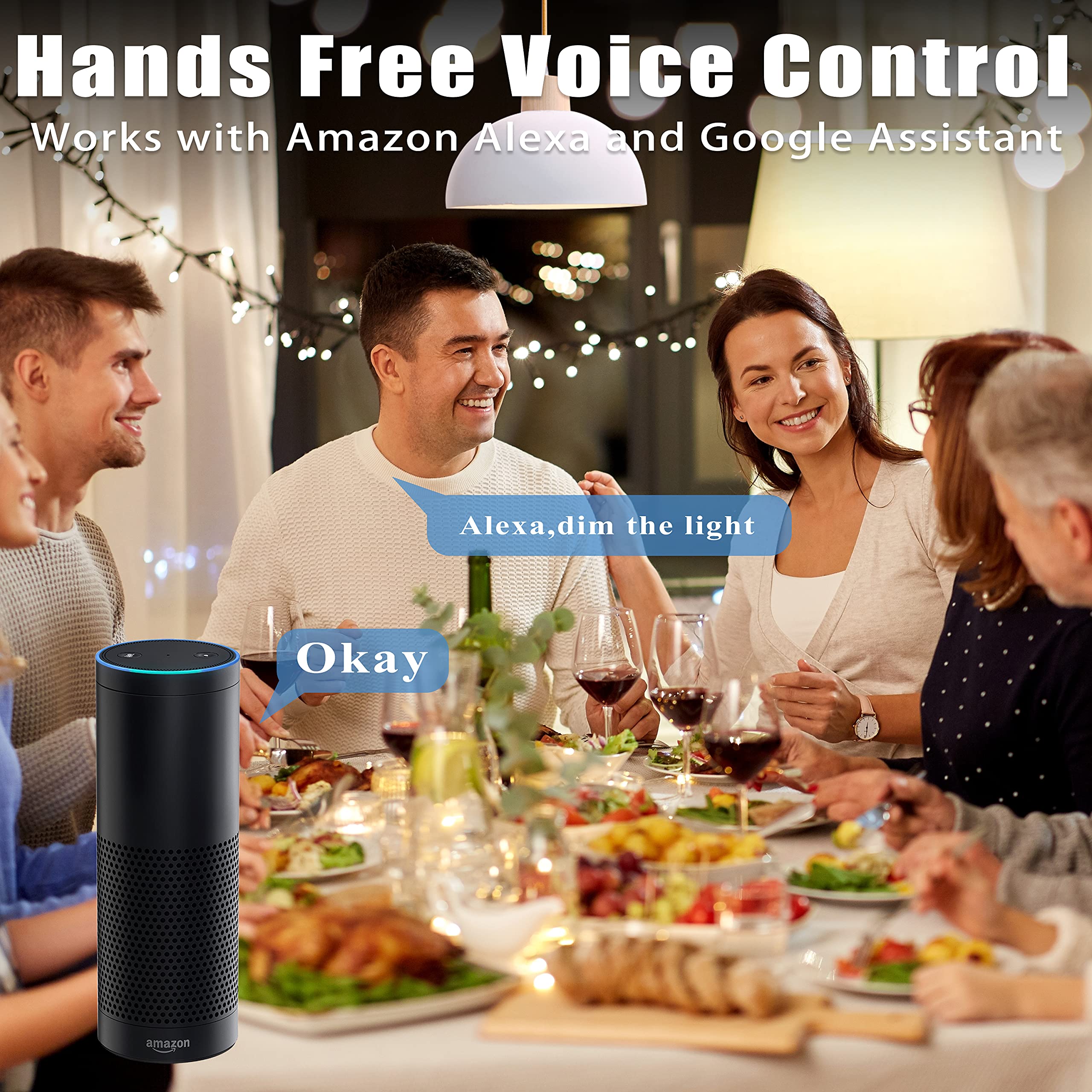 Homevenus Smart Light Bulbs, RGBW Color Changing LED, 9W Equivalent, Dimmable, WiFi, 8 Count, Compatible with Alexa, E26