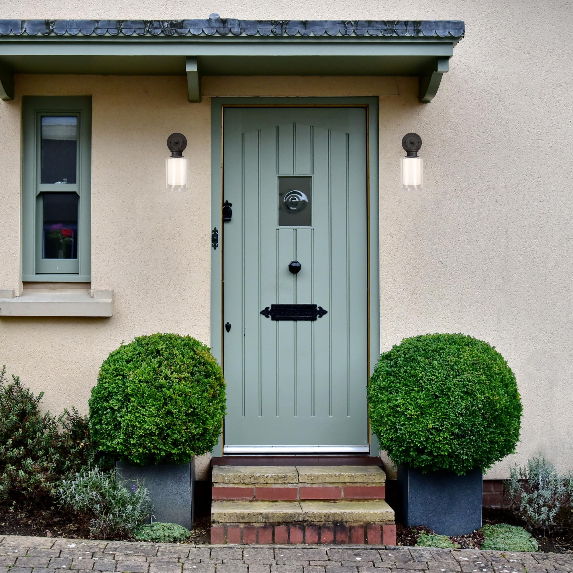 Design House 589010-Blk Hansen Modern Contemporary 1-Light Indoor/Outdoor Dimmable Wall Light W/Open Bottom Frosted Inner Clear