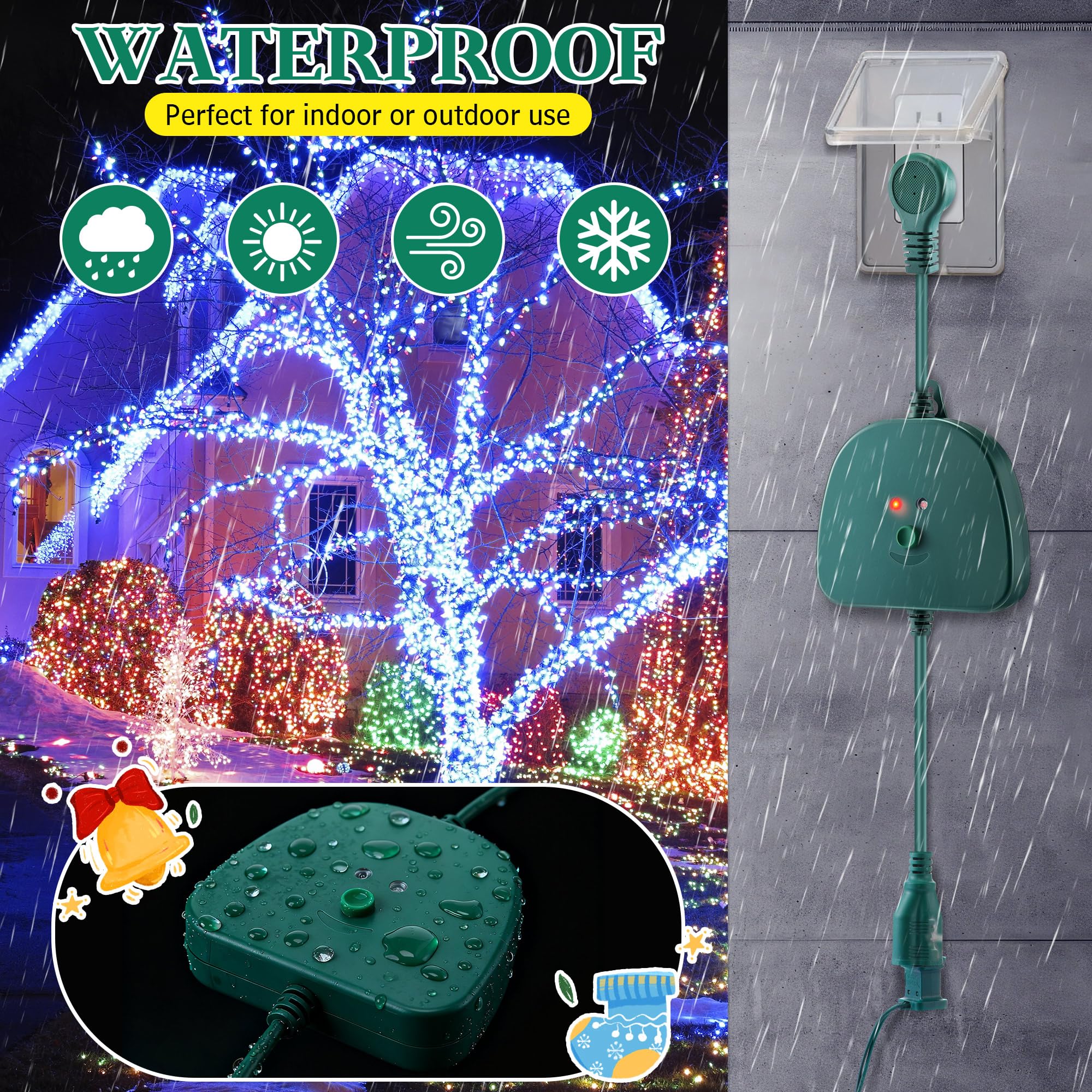 Christmas Light Controller With Remote  Create Dazzling Lighting Displays With Multiple Functions  Timer  Dusk To Dawn Sensor  Adjust Speed For Christmas Outdoor String Light (1 Channel  16 Functions)