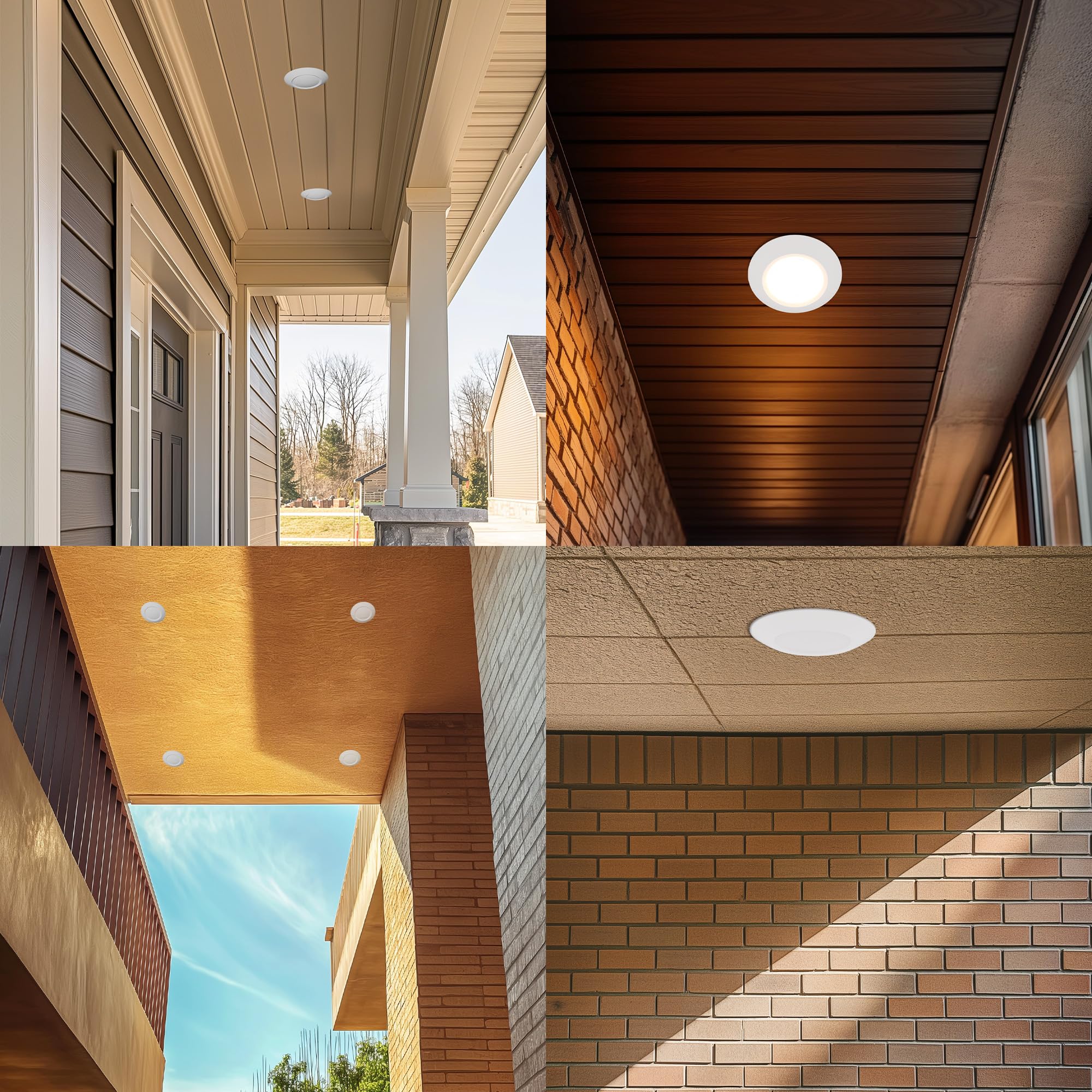 JULLISON 6 Inch LED Disk Light with Dust to Dawn Sensor, 15W, 1000LM, 5CCT Color Changing, ETL Rated, White - 8 Packs