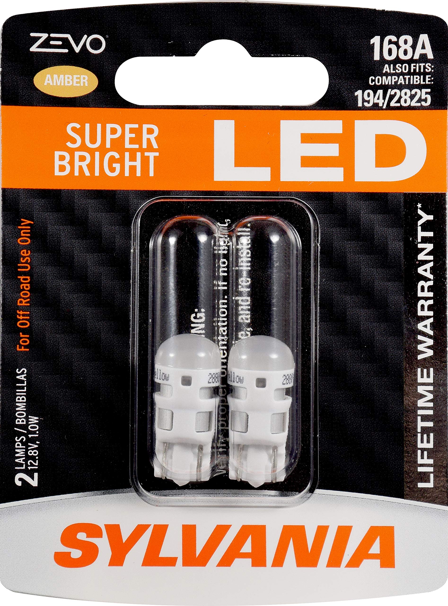 Sylvania Zevo 168 T10 W5W Amber Led Bulb, (Contains 2 Bulbs)