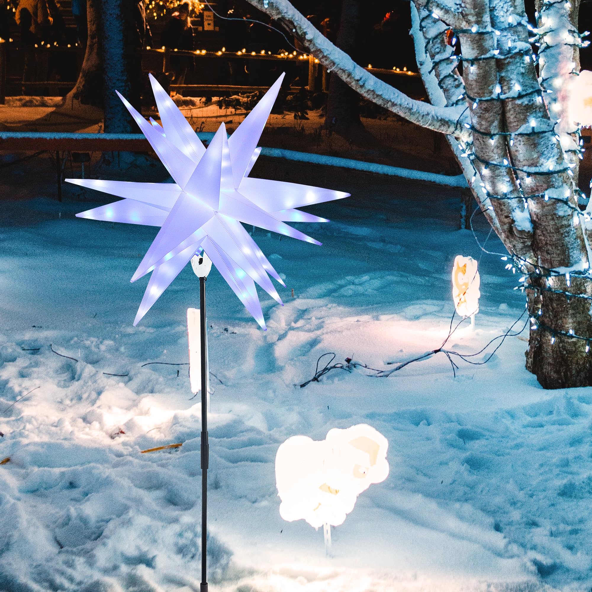 FUCHSUN 23" LED Moravian Star Light - Color Changing Christmas Tree Topper, Multi-colored, 6 Lighting Modes, Model GP-SW050DC1000-IP44