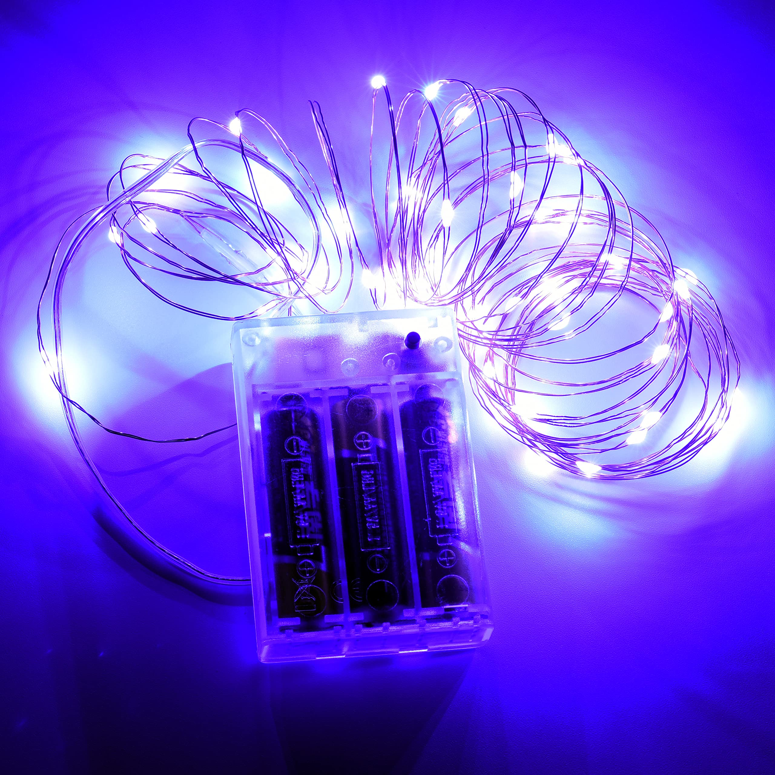 Uhugu Fairy Lights Battery Operated, 16Ft Fairy Lights Battery Operated With 8 Flashing Modes And 8 Hours On 16 Hours Off Timer(Purple,2 Pack)