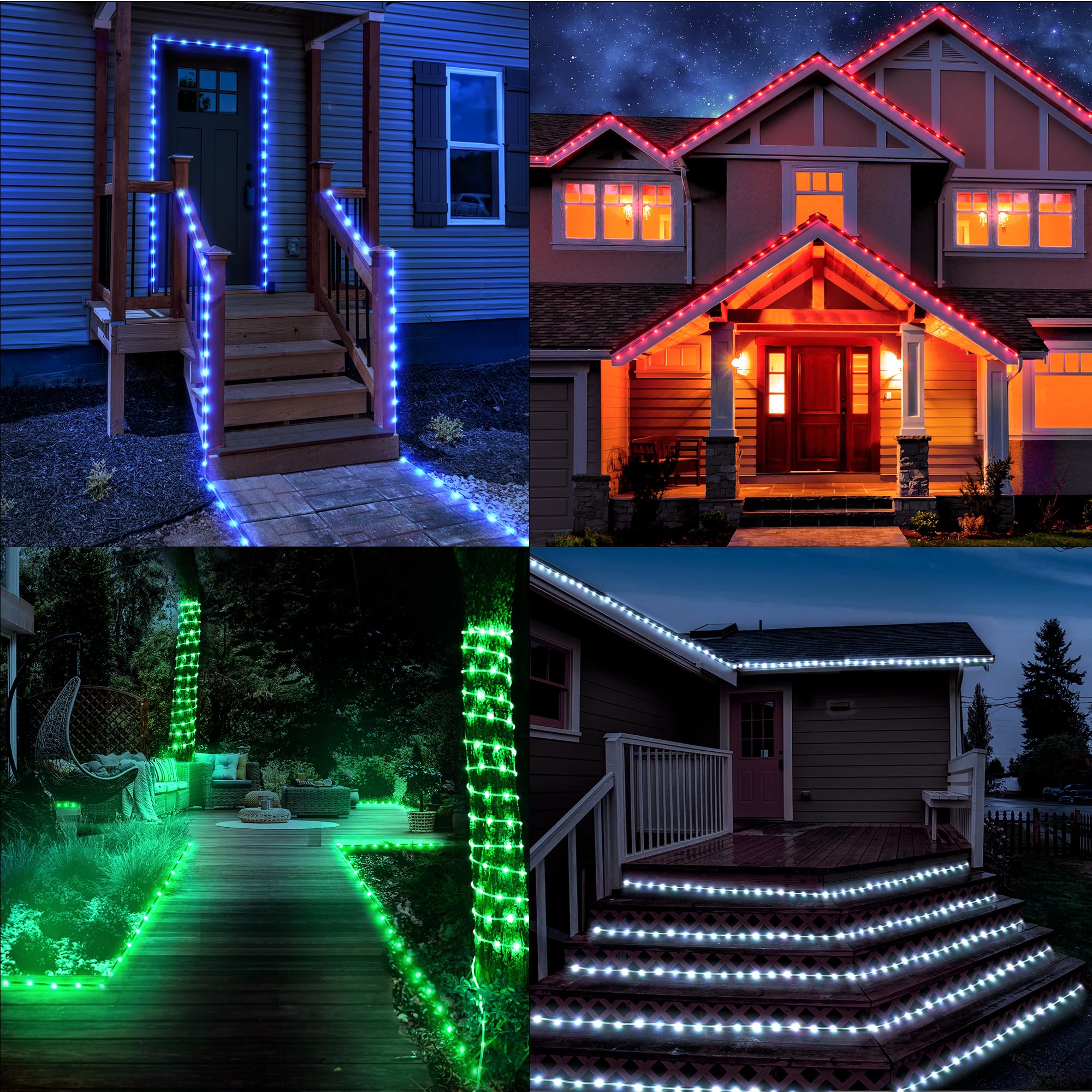 Rope Lights Outdoor Color Changing, 33Ft Warm White Rope Lighting 100 Led String Lights Plug In With Remote, 30 Colors Rope Ligh