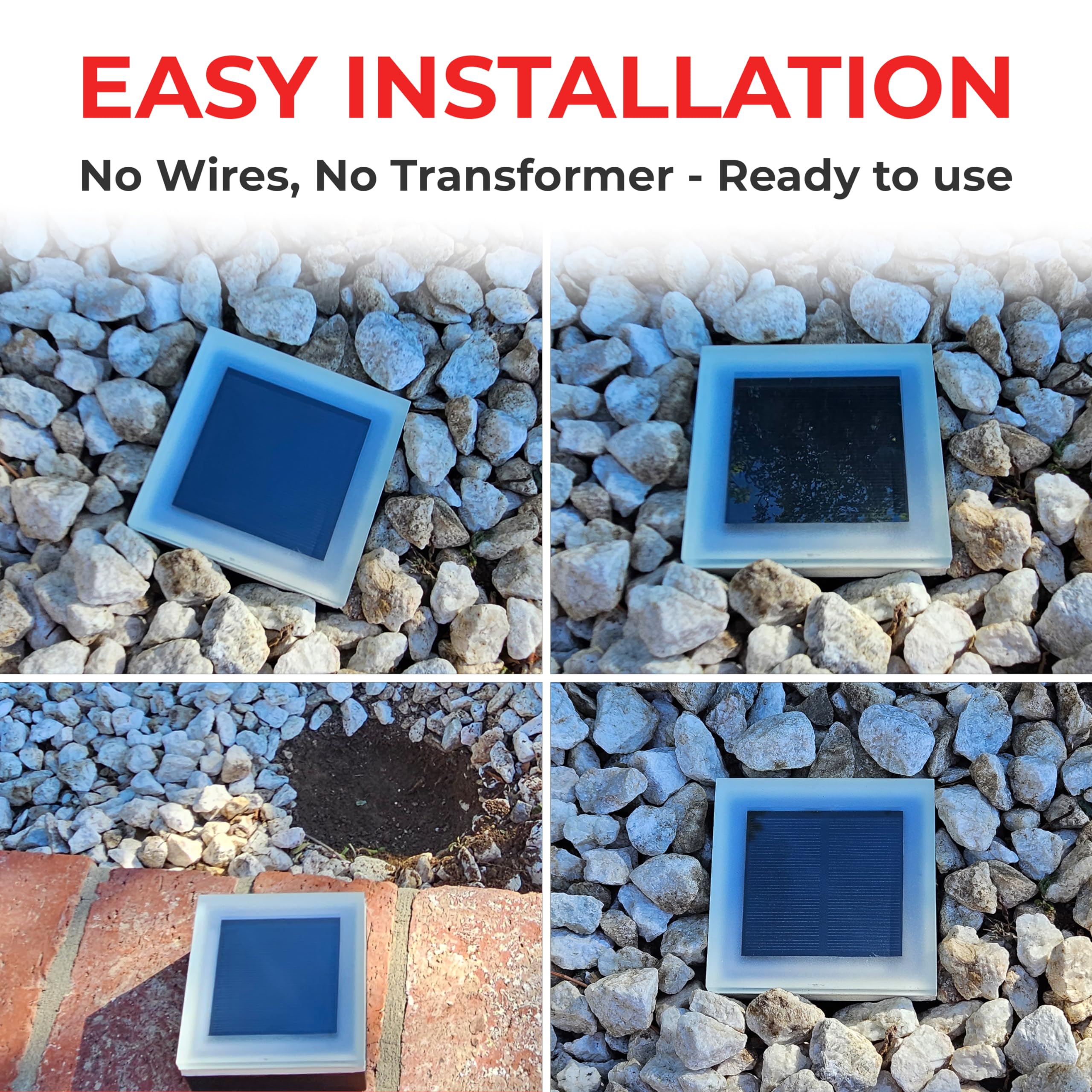 LUMENGY Solar Paver Light, 4x4 Inch, Stainless Steel, 2700K Warm White, Waterproof, Model LMA-PVR-4X4-SLR-V2