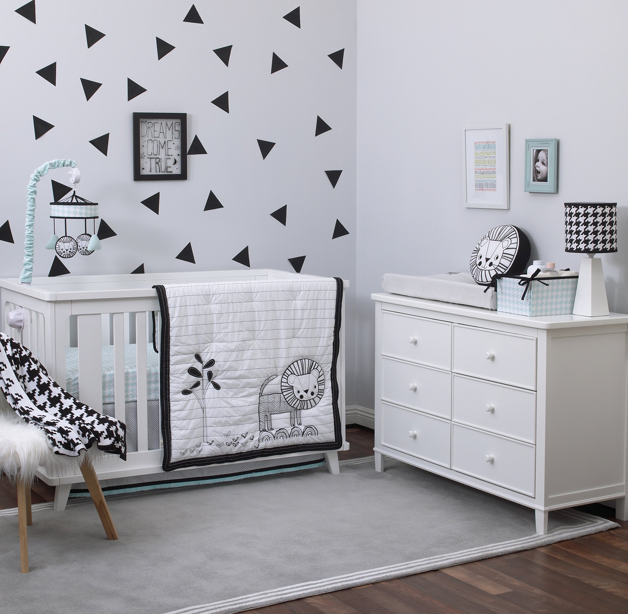 NoJo NoJo - Roar - Lamp & Shade, Black, White, Aqua