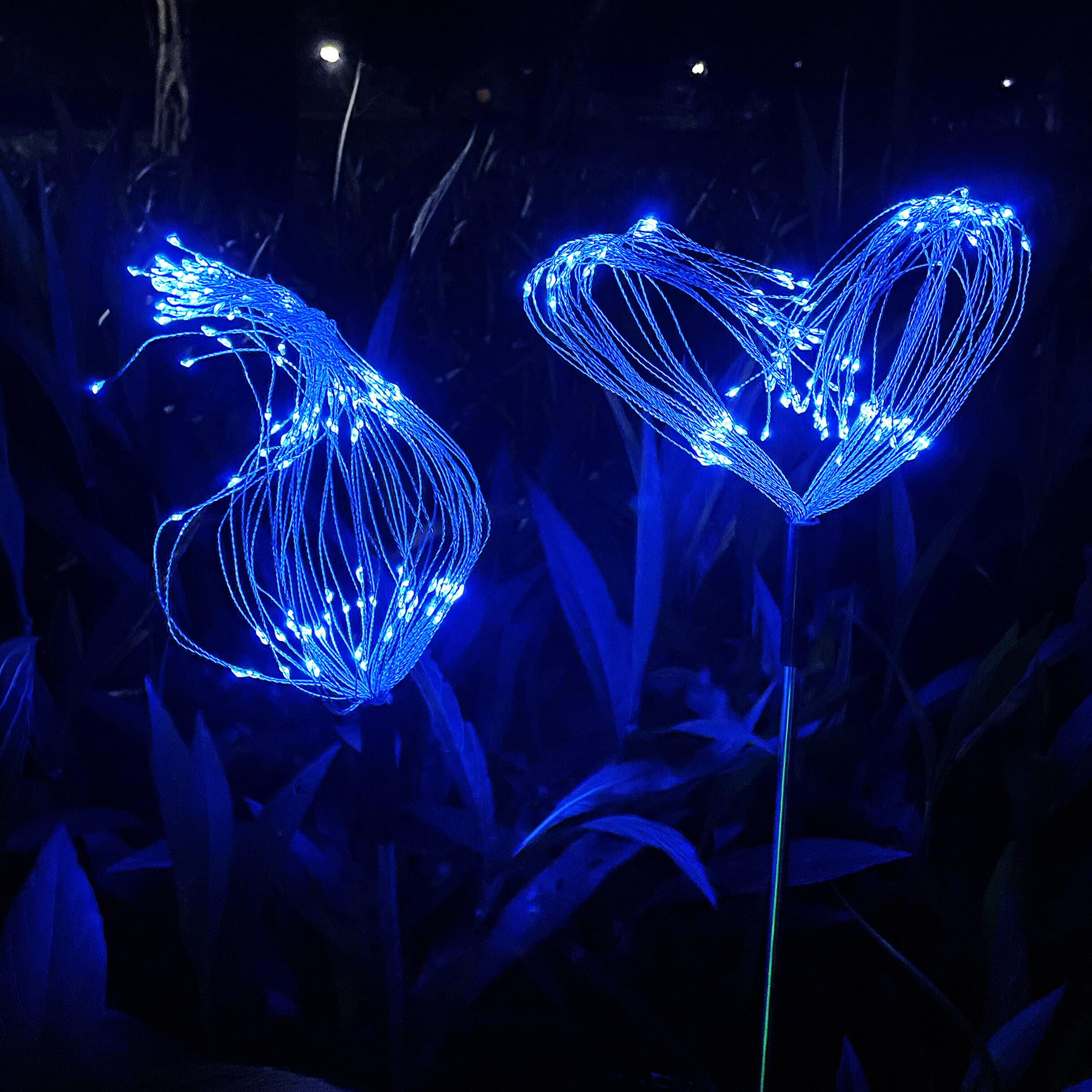 JJGoo Solar Firework Lights, 180 LEDs, Waterproof, 2 Pack, Blue for Garden, Patio, Walkway, Party, Wedding