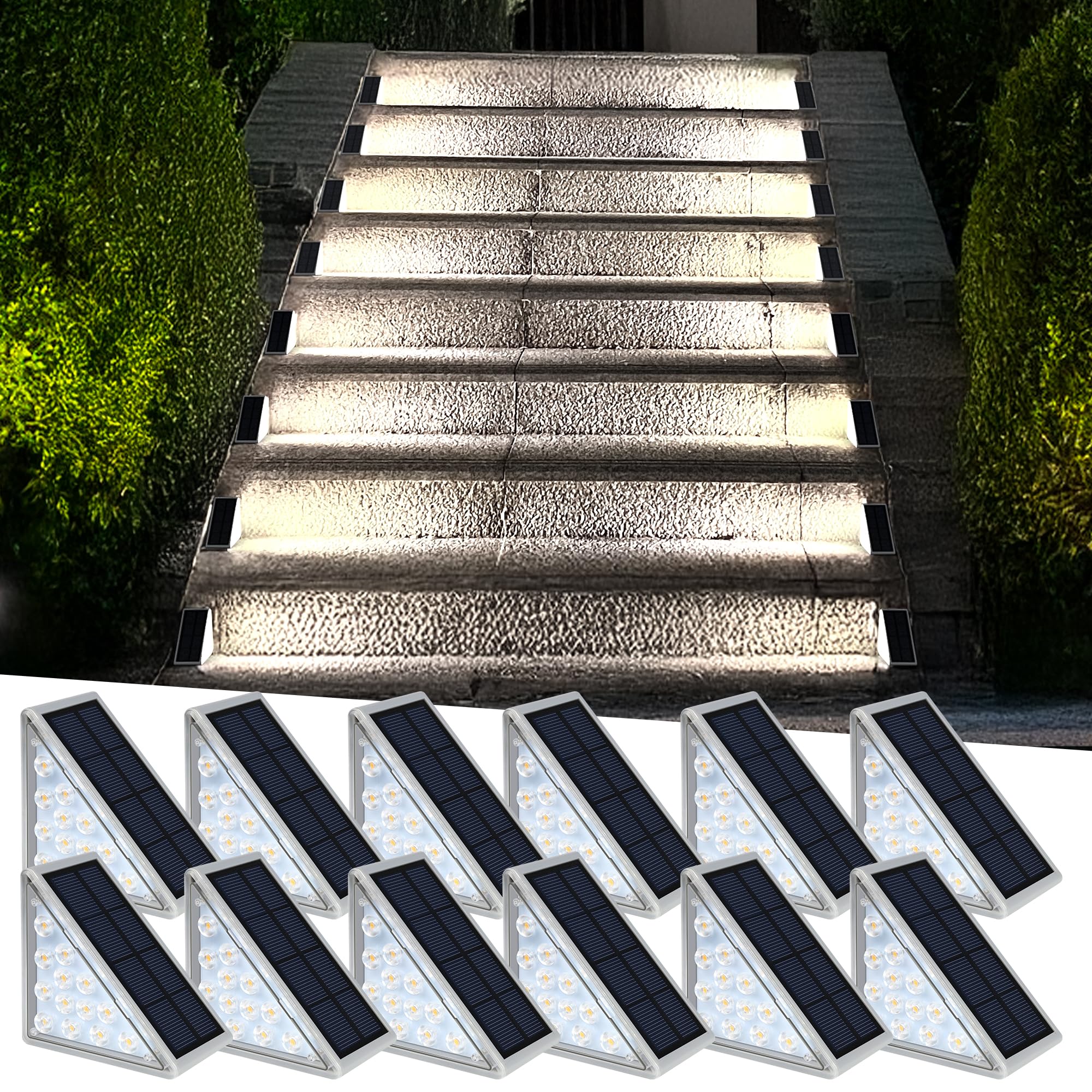 AUDLES Solar Step Lights - Waterproof Outdoor Decor, IP67 Solar Lights for Yard, Patio, Garden, Walkways, Front Door, Pathway, D