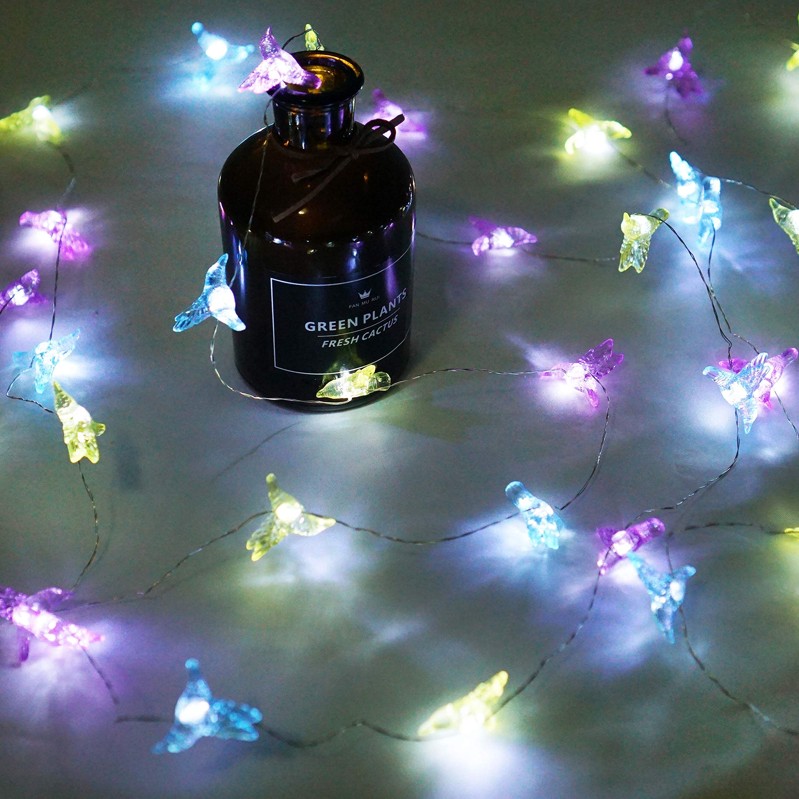 NiniTe Hummingbird Fairy Lights, 40 LED Waterproof String Light, Battery Operated, 8 Modes Remote Control for Indoor/Outdoor Use