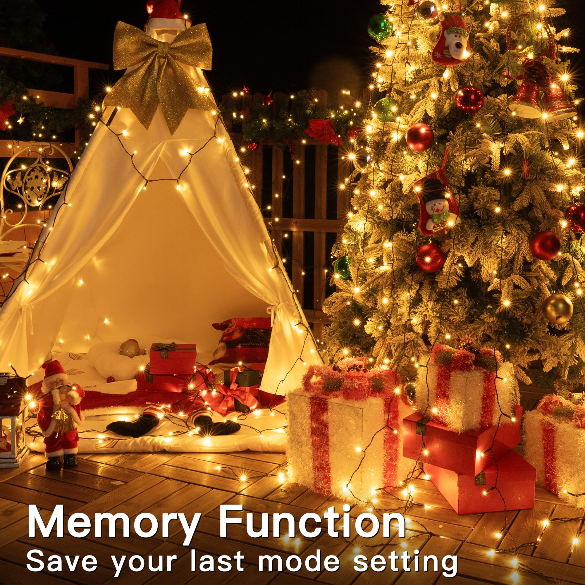 Ccinny 197Ft 600 Led Christmas Lights Outdoor  Warm White Christmas Tree Lights Plug In  8 Modes Twinkle String Light For Outside Bedroom Wedding Party Ceiling Xmas Home Decorations