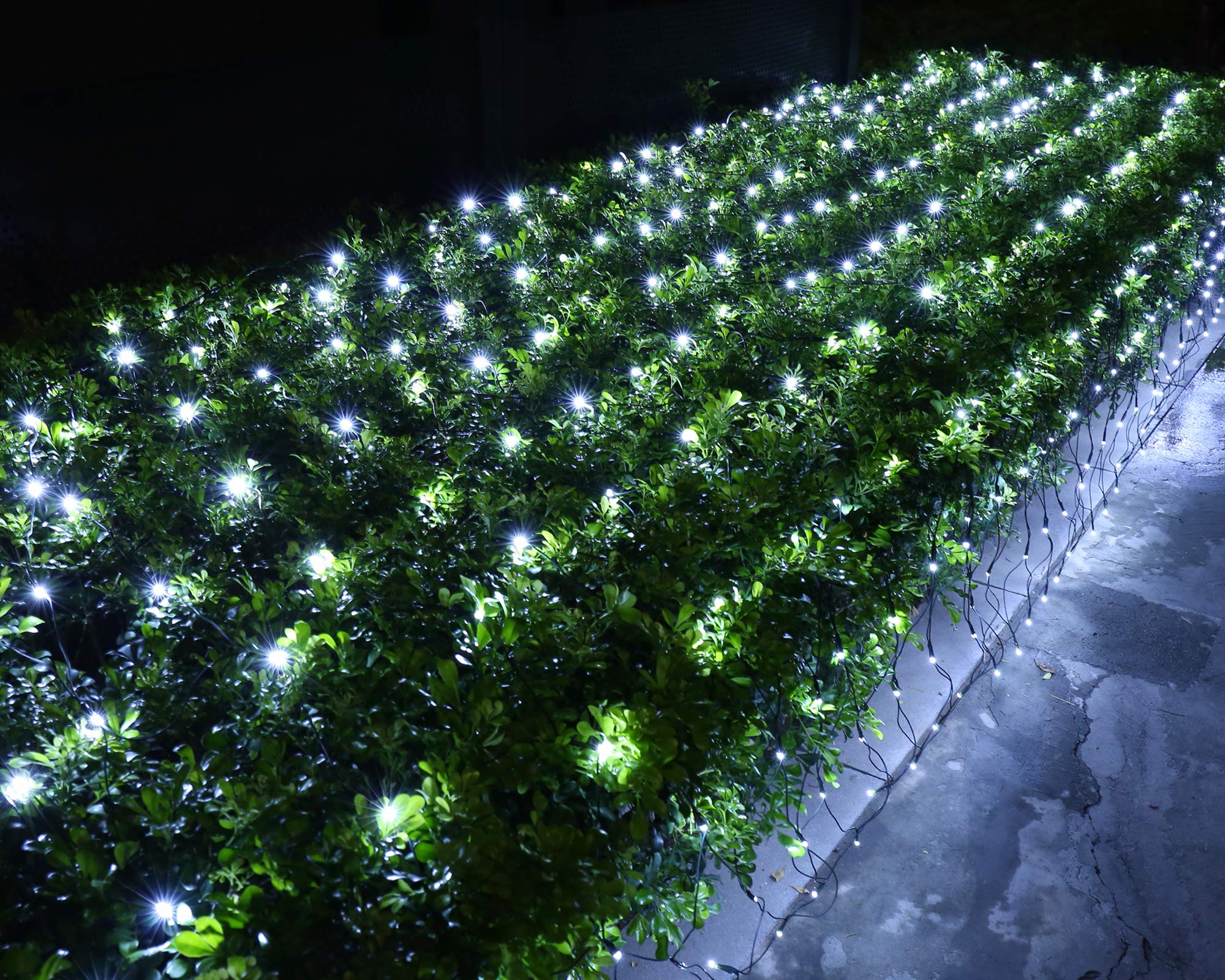 Joomer 2 Pack 12ft x 5ft 360 LED Christmas Net Lights, 8 Modes Bush Mesh Lights Connectable, Timer, Waterproof For Christmas Trees, Bushes, Garden, Outdoor Decorations (Green Wire, White)