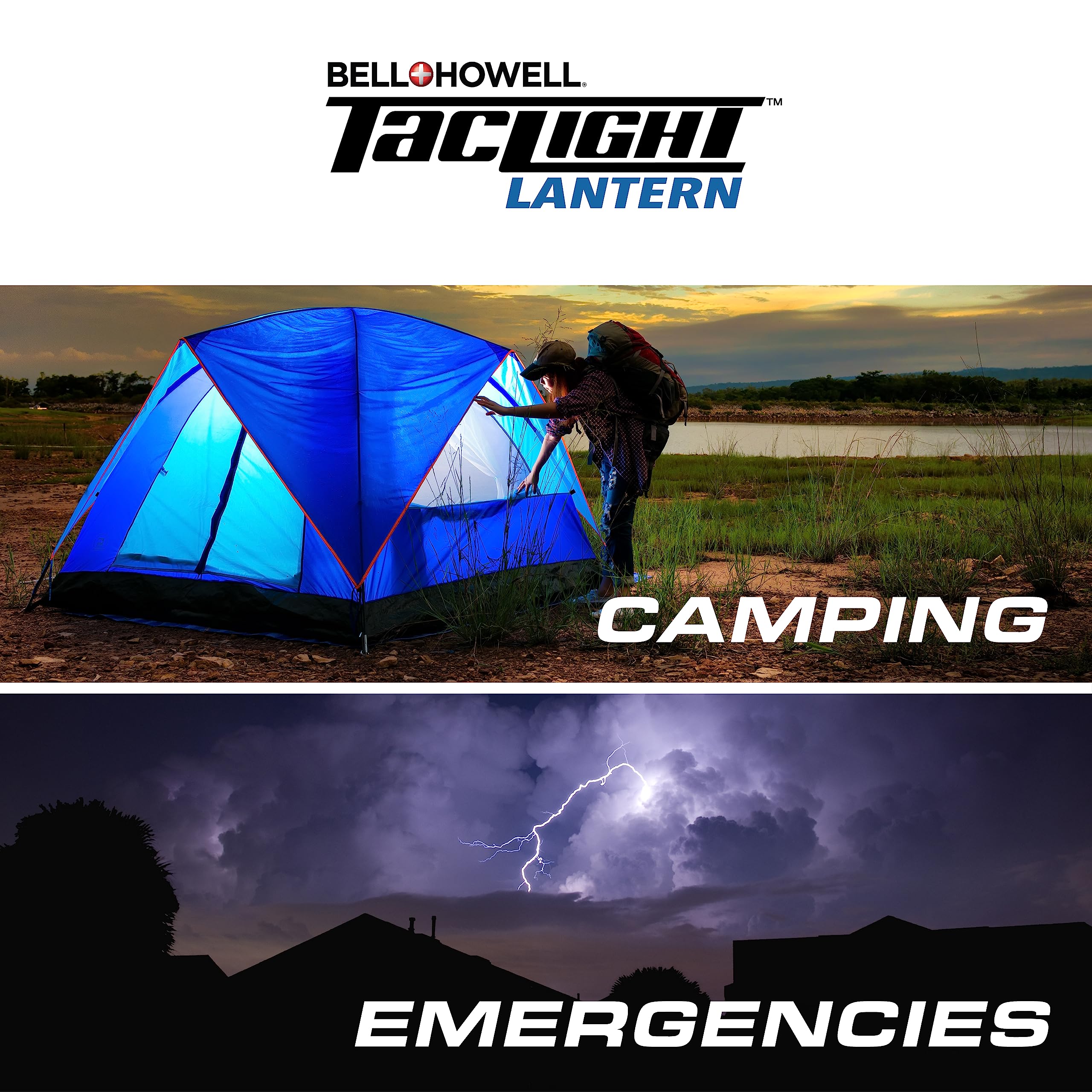 Bell+Howell Multipurpose Camping Lanterns - 4 Pack, Extremely Bright LED, Waterproof IP65, Silver, Model 7283