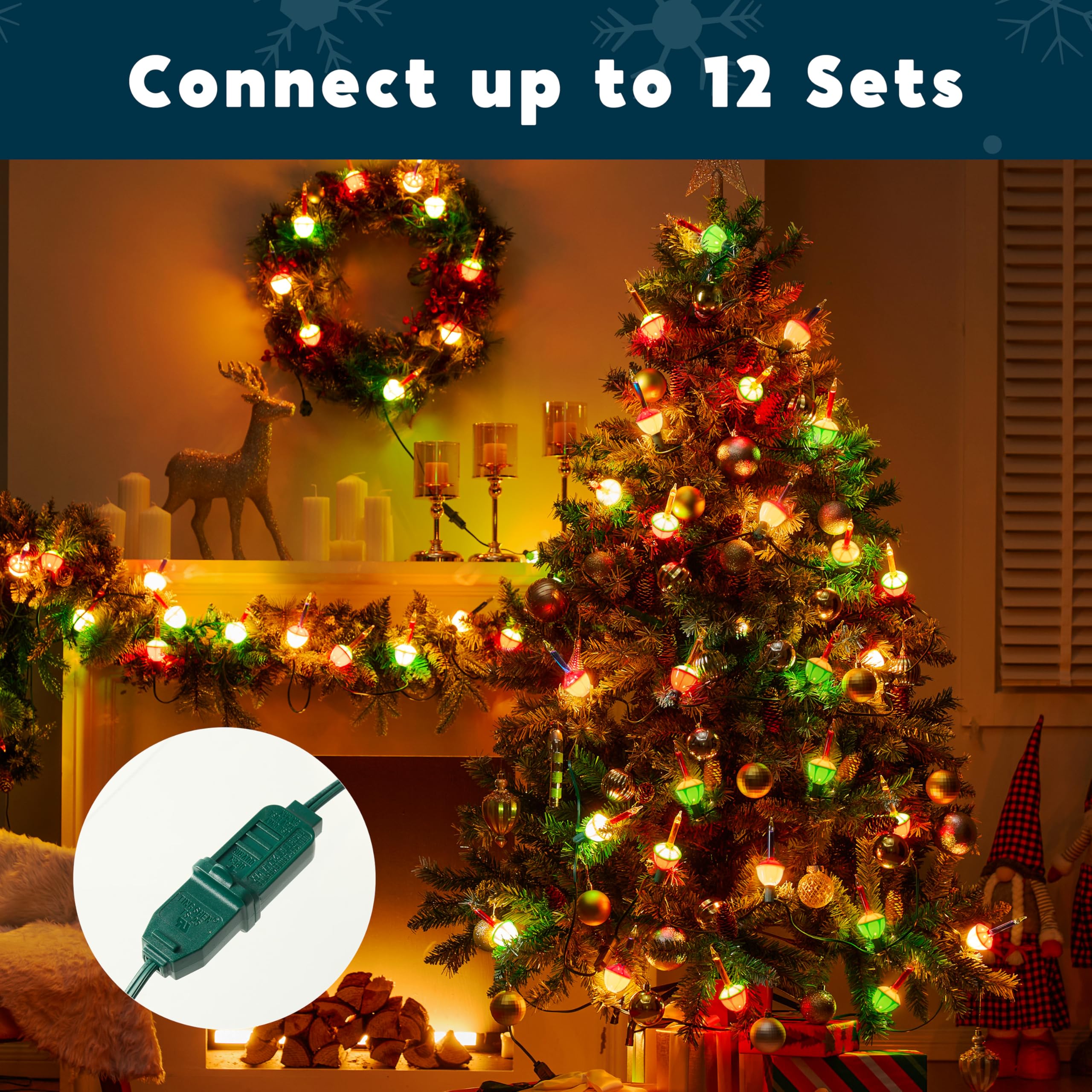 Joiedomi 3-Pack Vintage Bubble String Lights, 21 Multicolor Bubbles for Christmas Tree & Decorations, Model ULP(7)-LR(7)(5W)