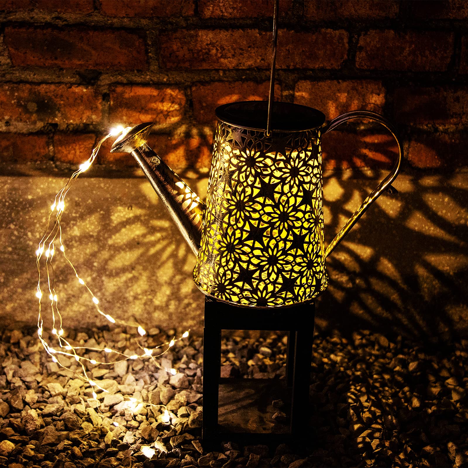 Vookry Solar Watering Can Lights - 2 Pack Warm White Metal Lanterns For Outdoor Garden Decor, Patio, Yard, And Landscape