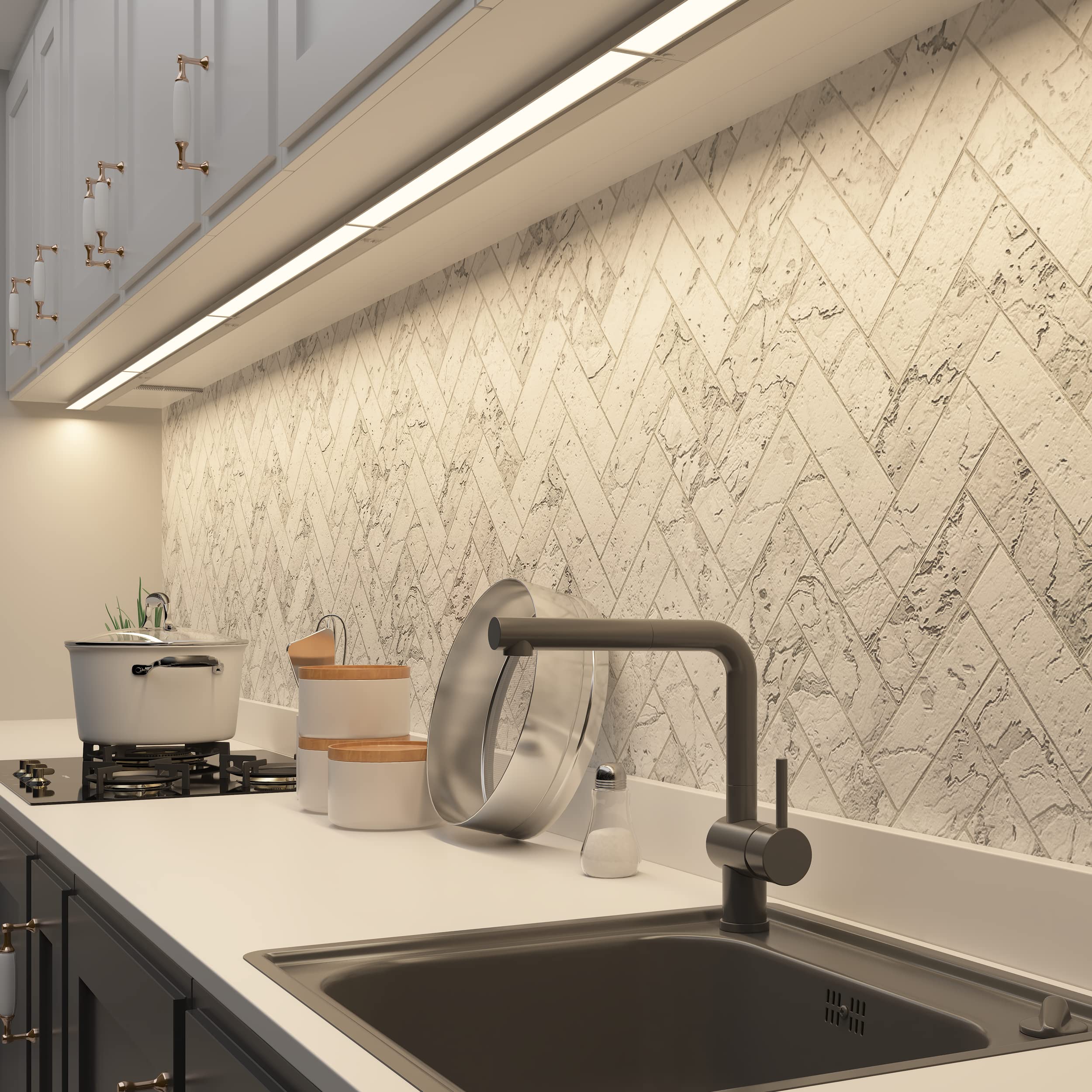 Lagom 30'' Direct Wire Dimmable Led Under Cabinet Lights, Selectable 2700K/4000K/5000K, Selectable Brightness, White Finish, Uc0