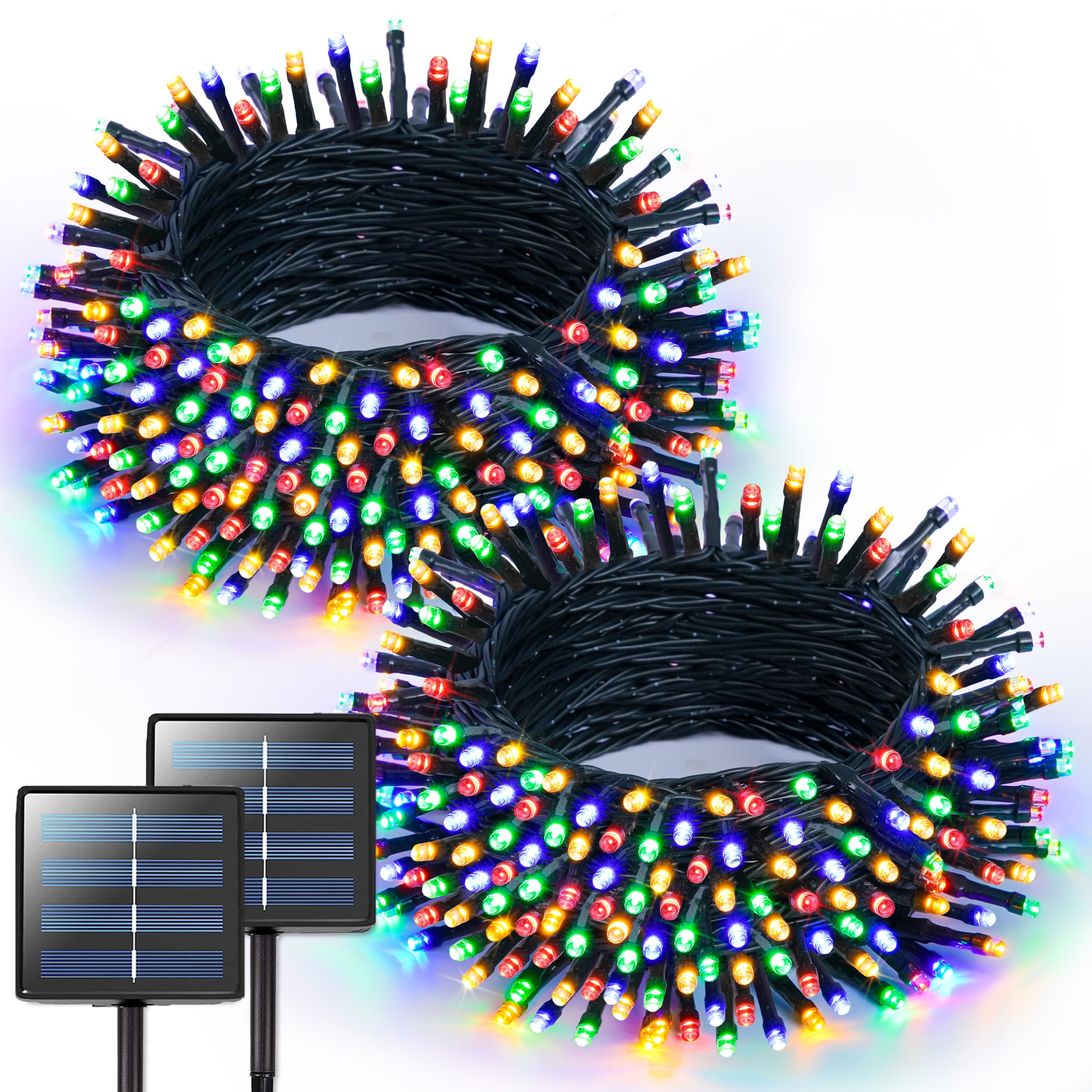 JMEXSUSS 2 Pack Solar Christmas Lights Outdoor Waterproof, Total 400LED 151FT Solar String Lights, 8 Modes Multi-Colored Solar Lights for Outside Garden Patio Party Christmas Tree Xmas Decorations