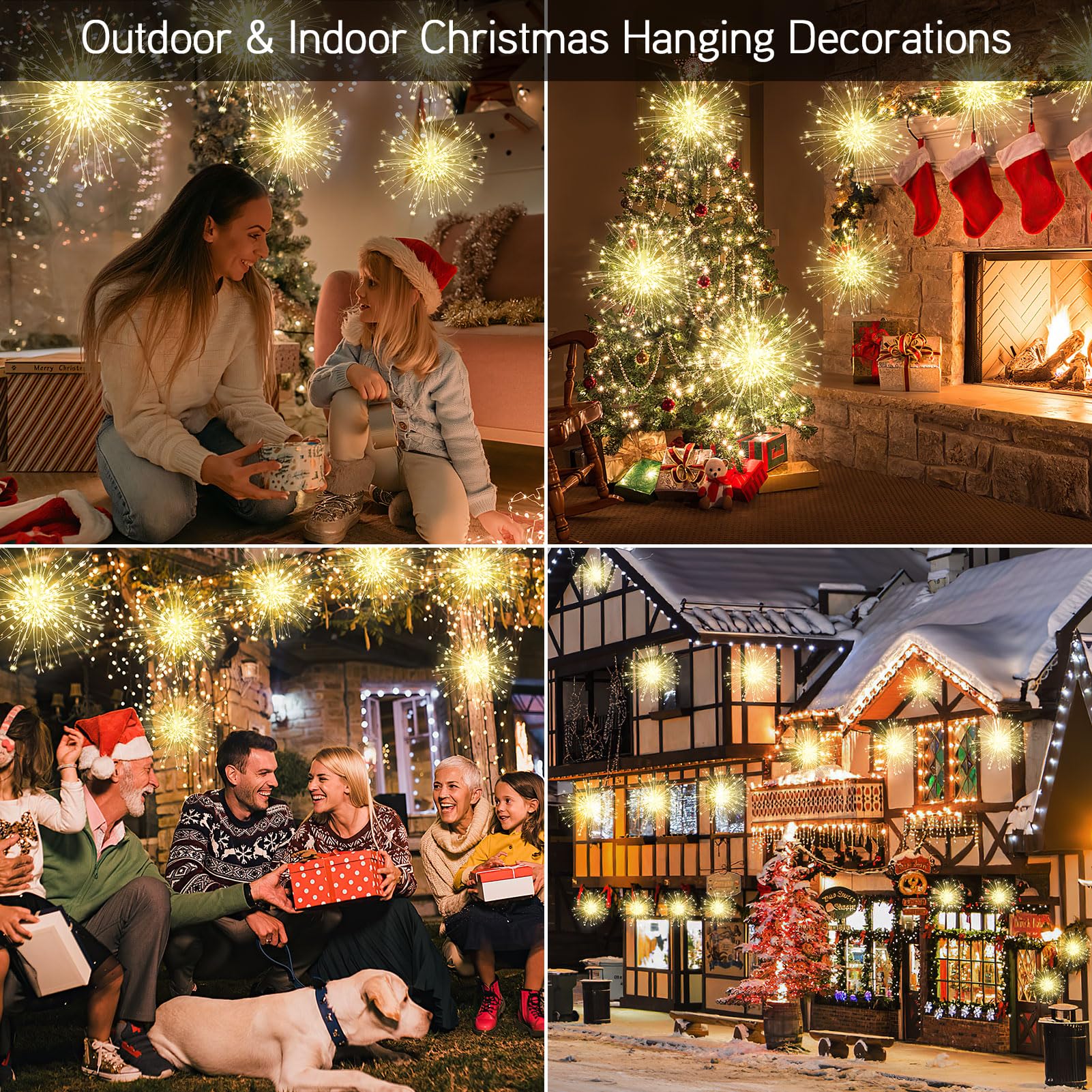 Letsfunny Fairy Lights Christmas Lights, Led Diy 8 Modes Dimmable Lights, Christmas Decorative Hanging Bursting Star Lights For