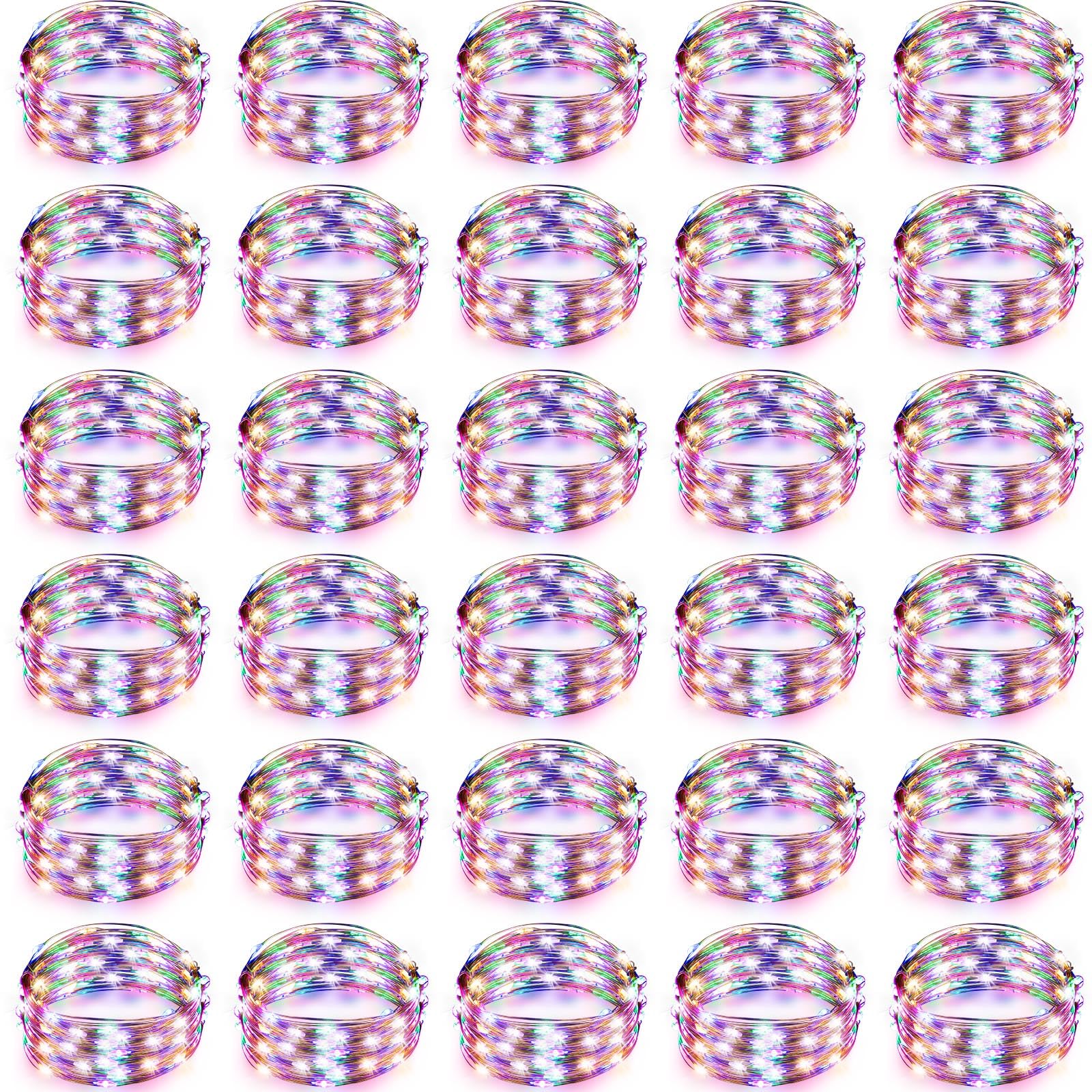 Tuanse 49 Pack LED Fairy Lights Battery Operated String 3 Speed Modes 7 Ft 20 LED Starry Wedding Decoration Waterproof Wire Twin