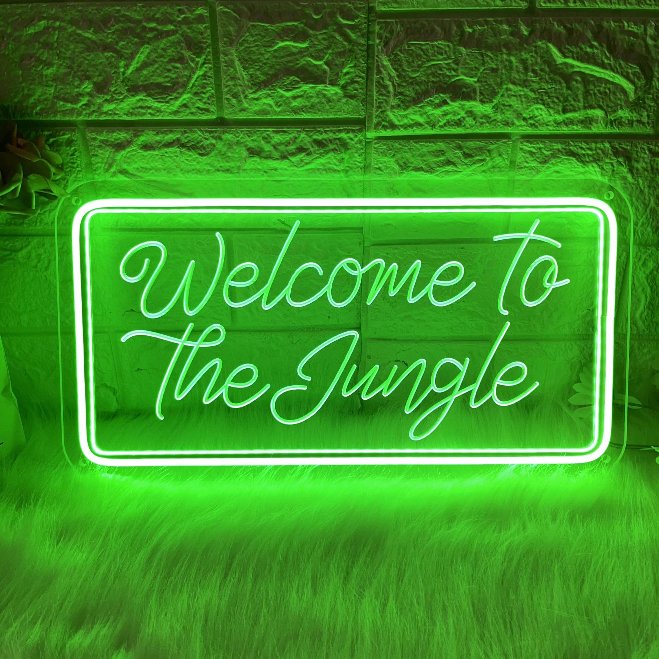 Brochao Neon Light Sign, Dimmable Green LED Wall Decor, 16inx8.5in, Acrylic, Model BRO14-WTT-Z13-GR-40*21, Welcome to the