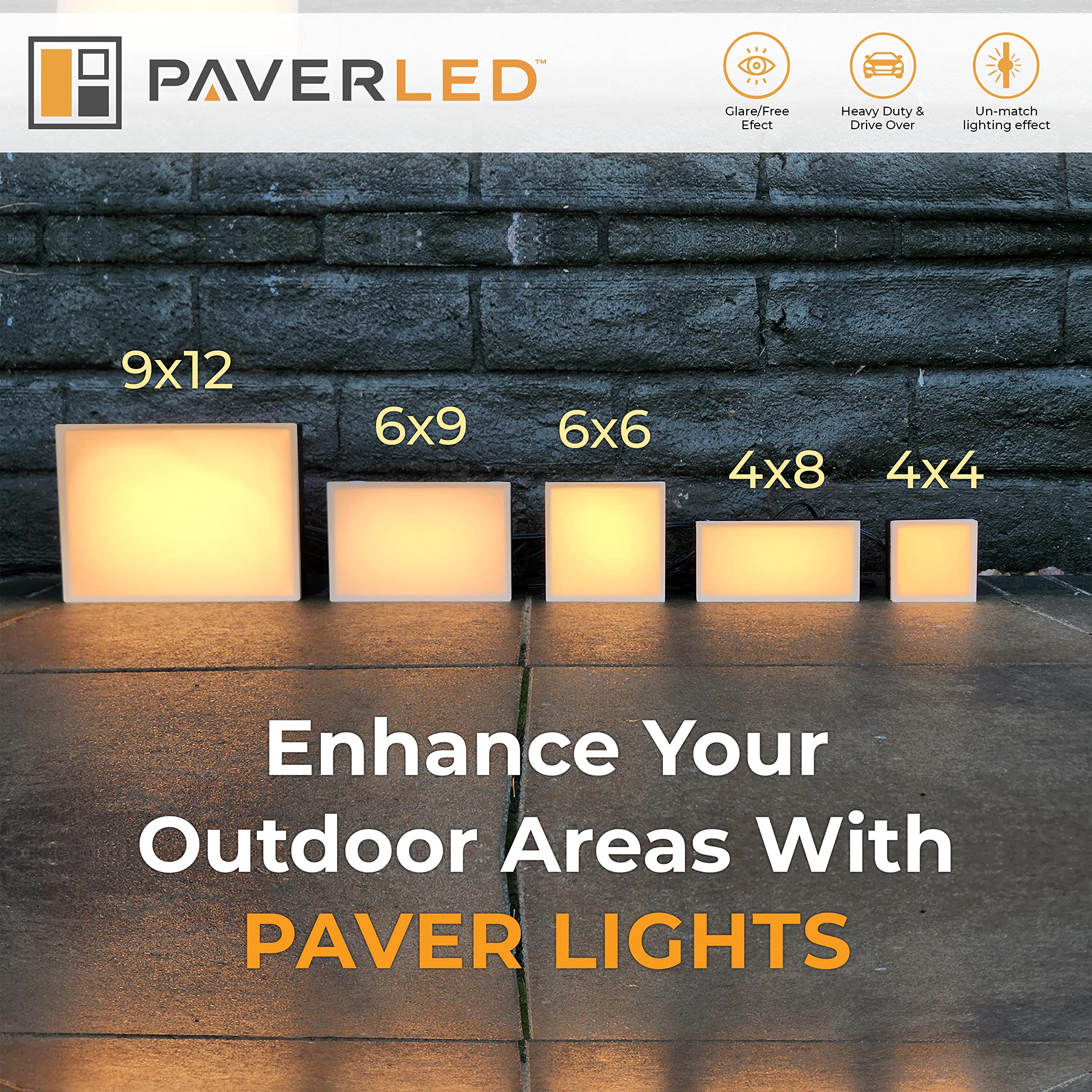 Lumengy Paver Light 6X9 Inch (5.82 X 8.85 Inches) 2700K, Brick Lighting For Pavers, Driveways, Pathways, Patios, Inground & Garden, 12V Waterproof, Drive-Over Rated