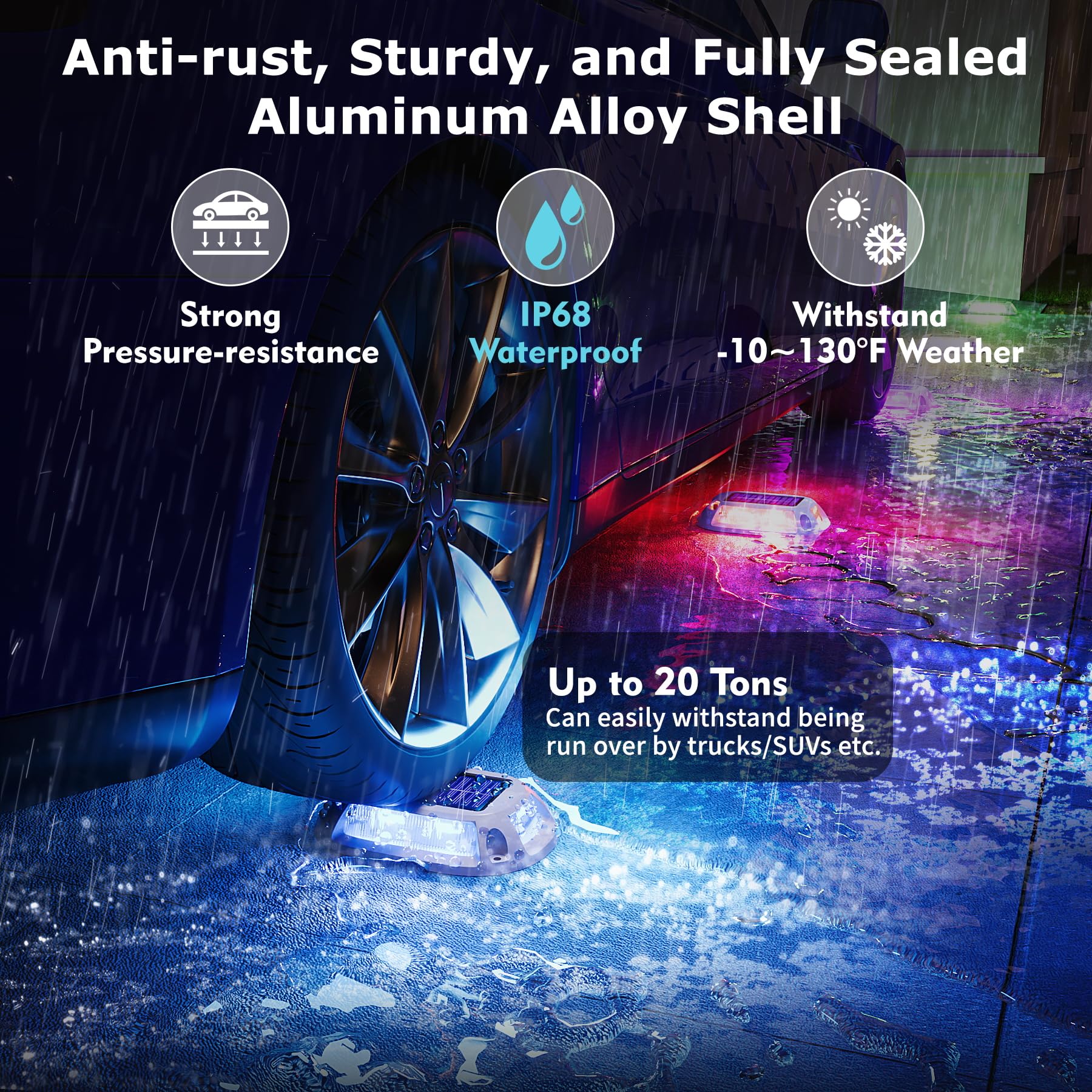 12Modes Solar Driveway Lights - 8Pack Marine Dock Lights Solar Powered Waterproof - Ip68 Solar Deck Lights Outdoor Waterproof - Led Driveway Markers - Aluminum Alloy Boat Dock Lights