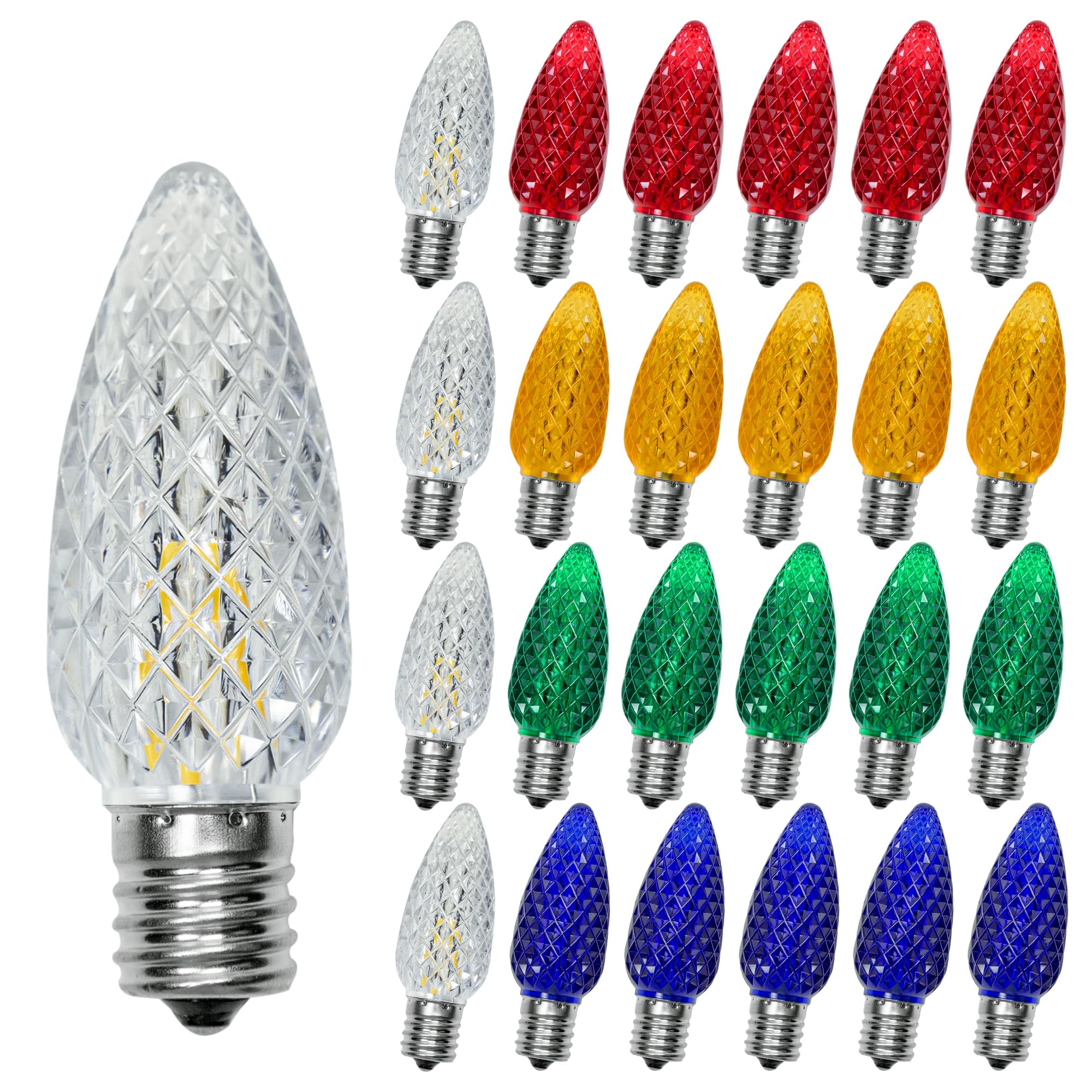 Kiraralite 25 Pack C9 Led Christmas Lights Bulb, C9 Replacement Led Christmas Lights Outdoor Bulb, C9 Shatterproof Led Bulb For 