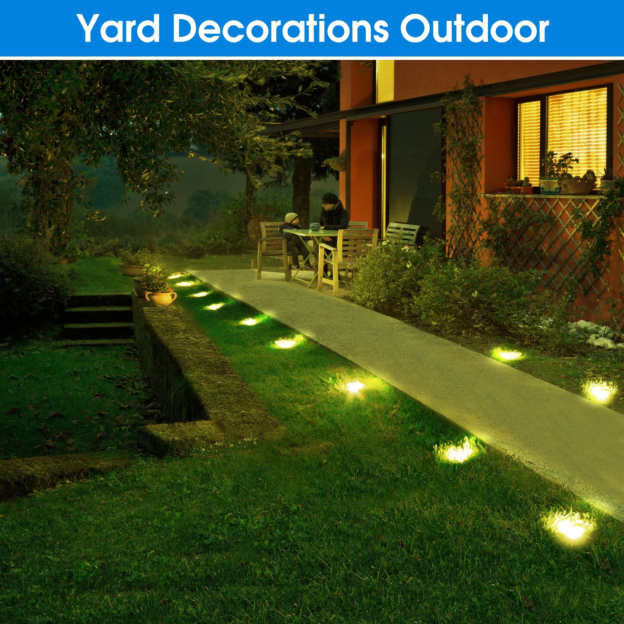 Biling Solar Ground Lights, (12 Leds /8 Pack) Outdoor Waterproof Solar Garden Lights For Pathway Outdoor In-Ground Lawn Yard Dec