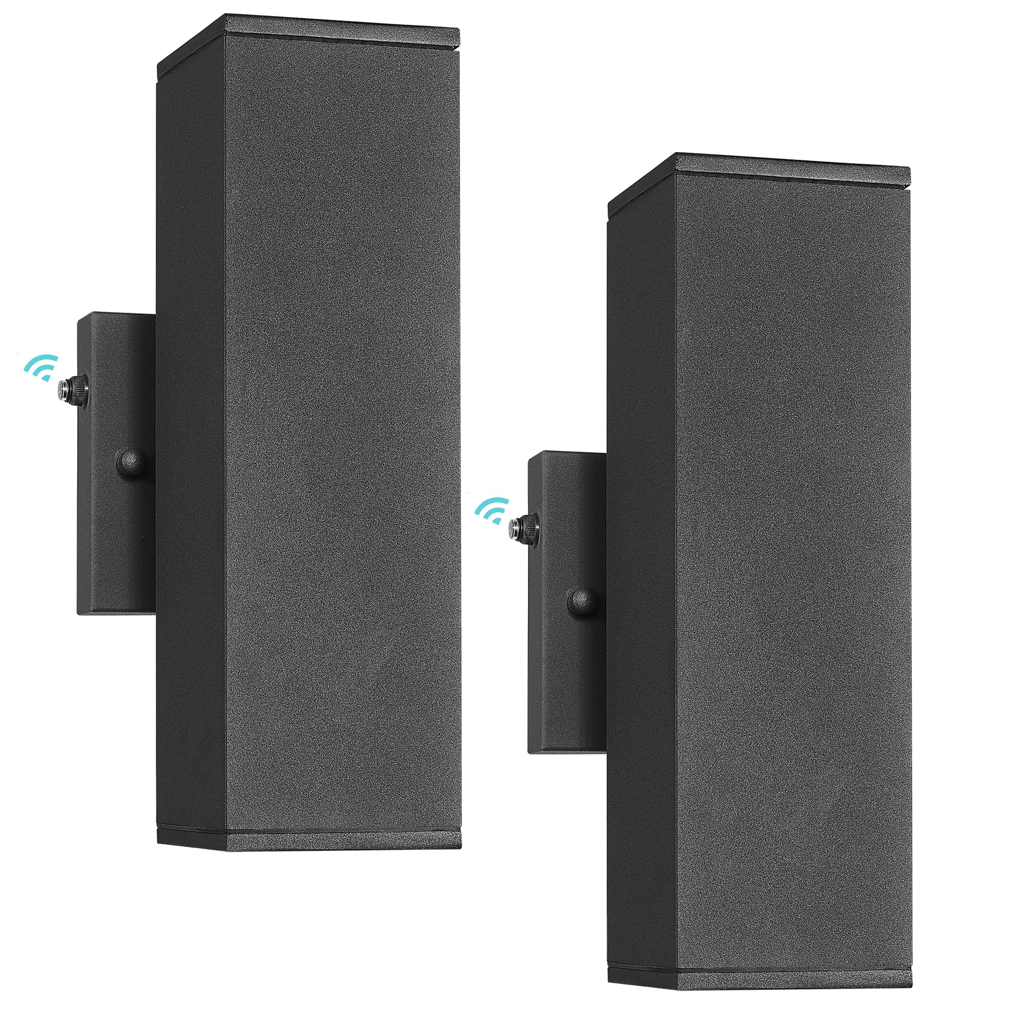 Ken & Ricky Outdoor Wall Light Fixture Exterior Lighting Fixtures Dusk to Dawn Modern Sconce Lights for Porch Patio Garage Front Door (Black Square with Sensor 2PK)
