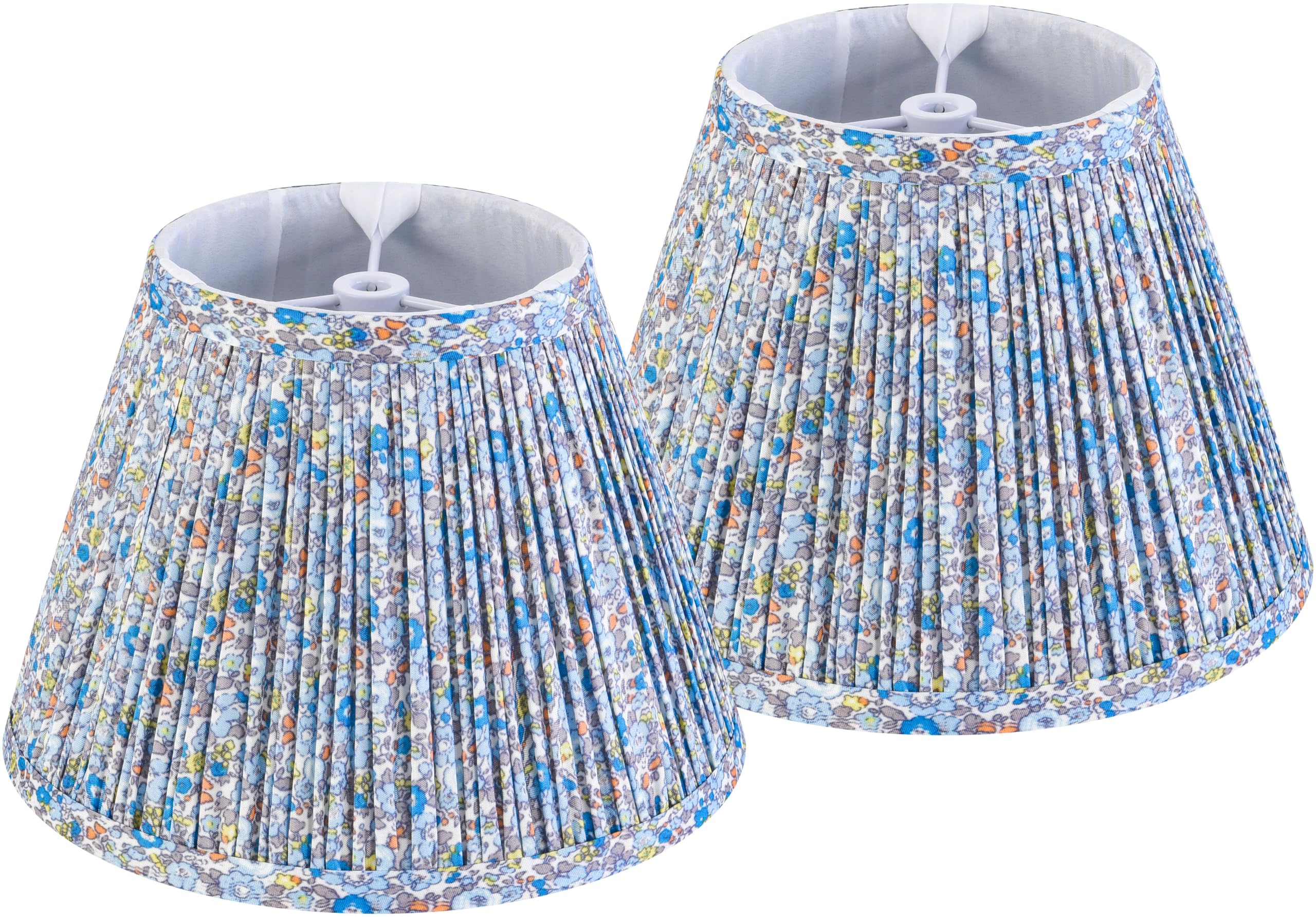 GOSO Yellow Pleated Lamp Shades Set of 2 Small,5 * 9 * 6.4 in Vintage Shade Bell MIni Floral Lampshades for Table Lamps Wall Lam