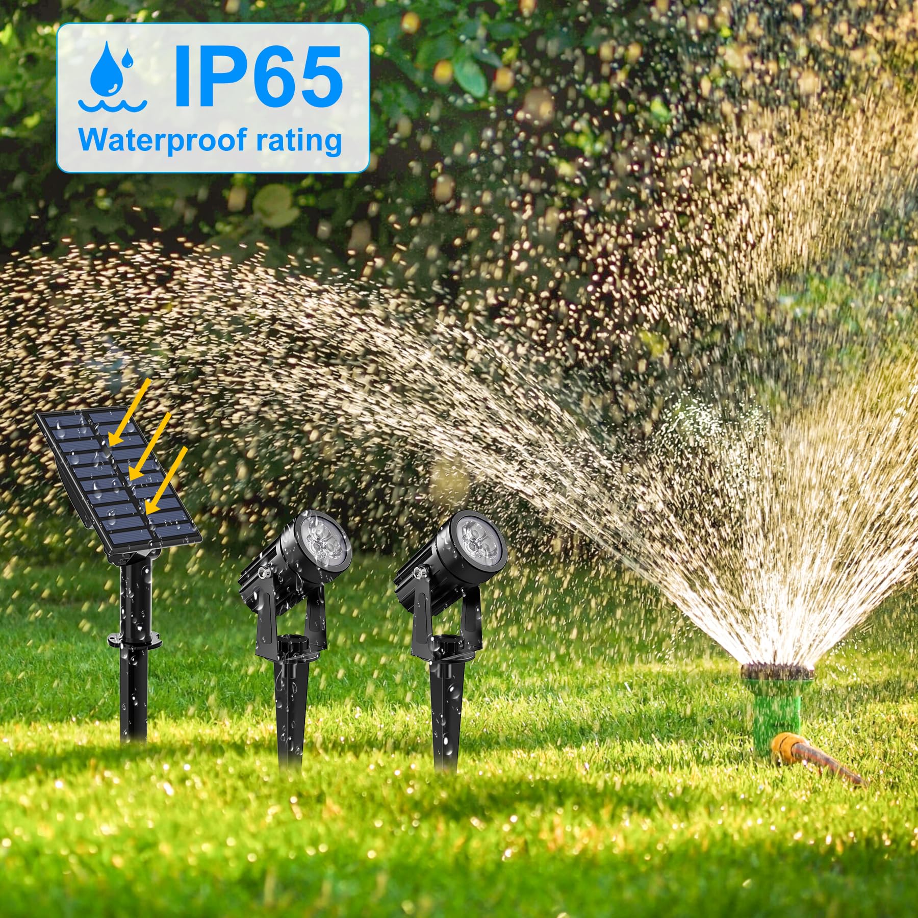 CREPOW Solar Spot Lights Outdoor, 2-in-1 Solar Landscape Spotlights IP65 Waterproof 9.8ft Cable,Auto On/Off Outdoor Wall Lights